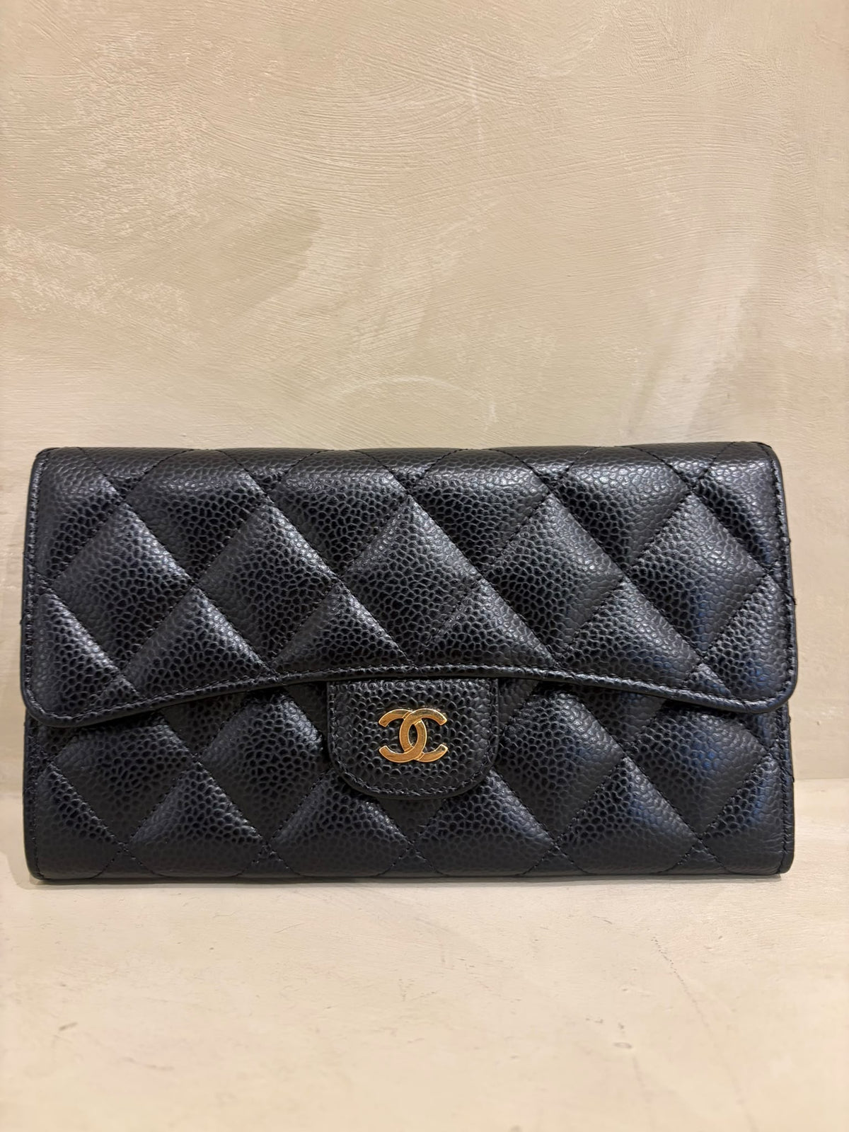 Chanel Classic Quilted Long Flap Wallet – Black Caviar Leather | Gold Hardware | Series 24