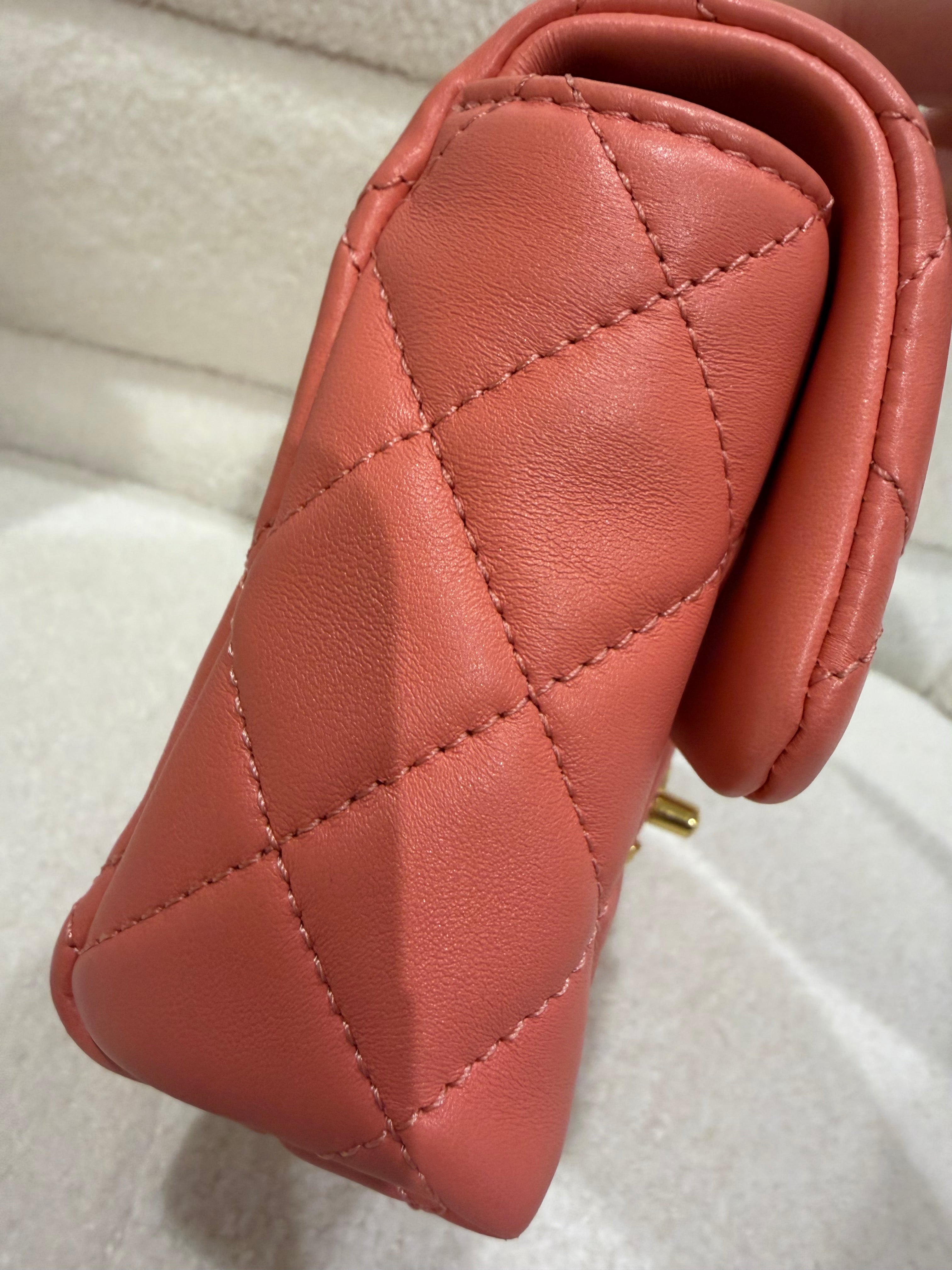 Chanel Mini Top Handle / Crossbody Bag Coral Pink
