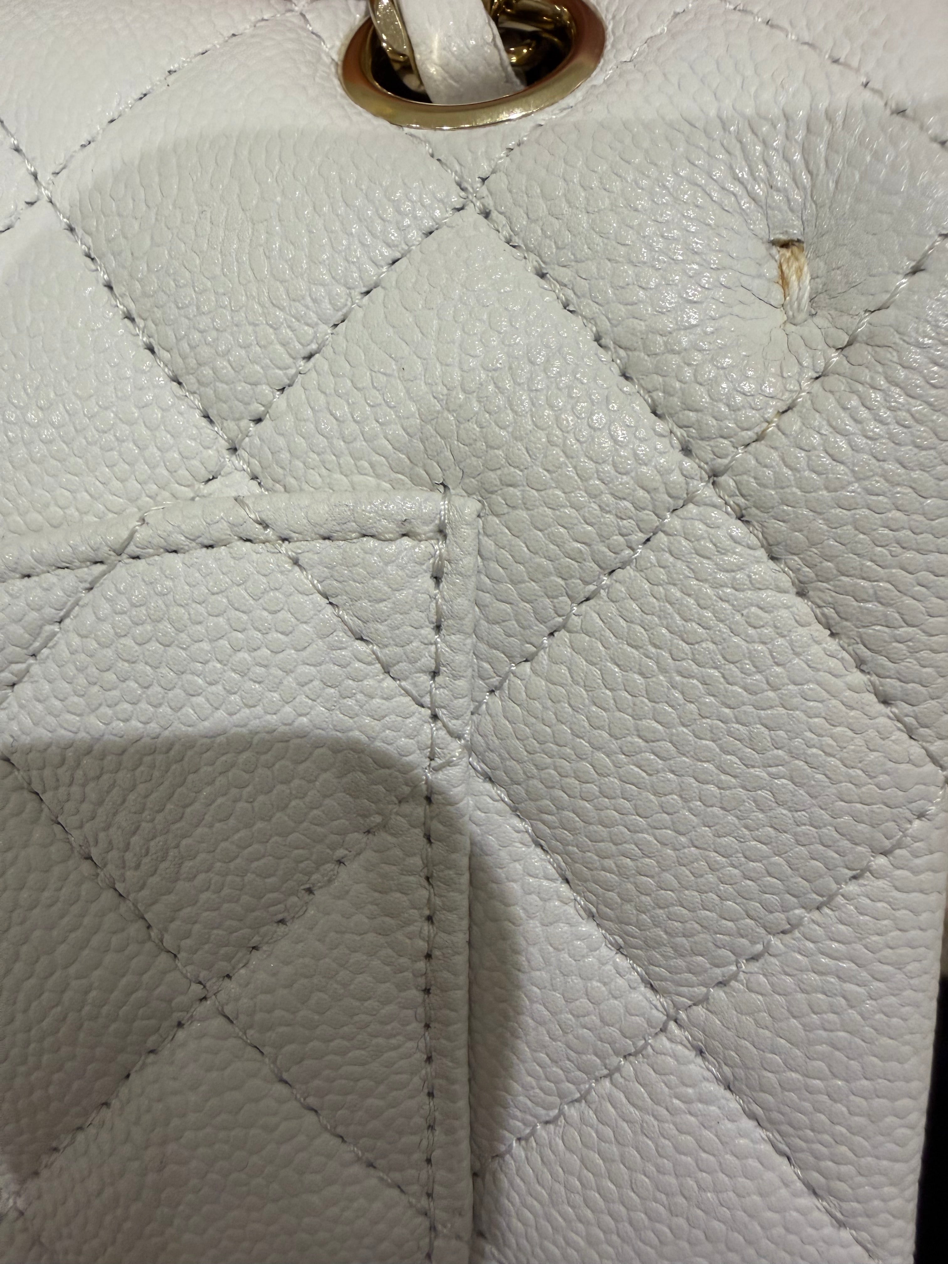 Chanel Small Caviar Classic Flap white
