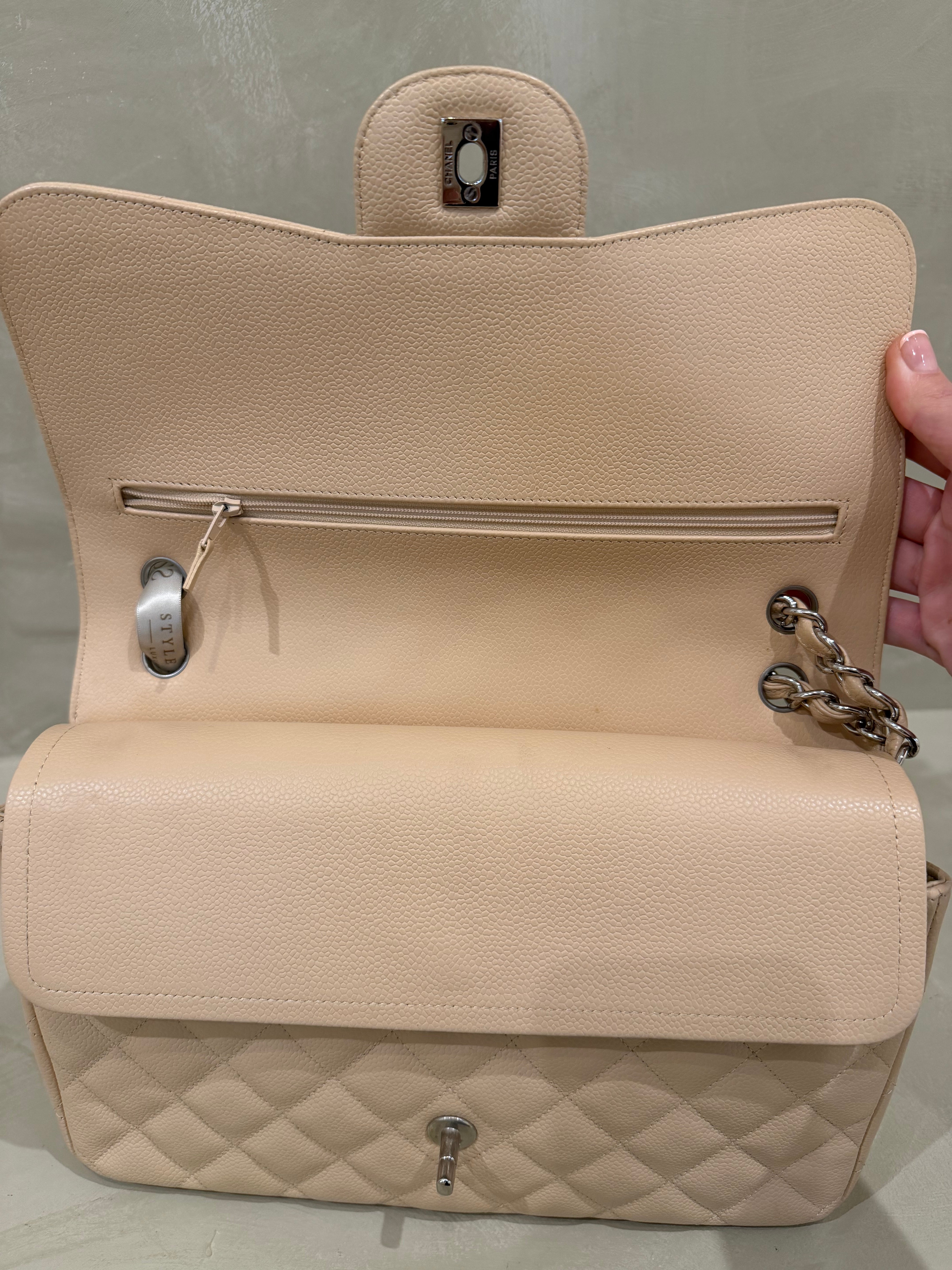 Chanel Classic Flap Jumbo Caviar Beige