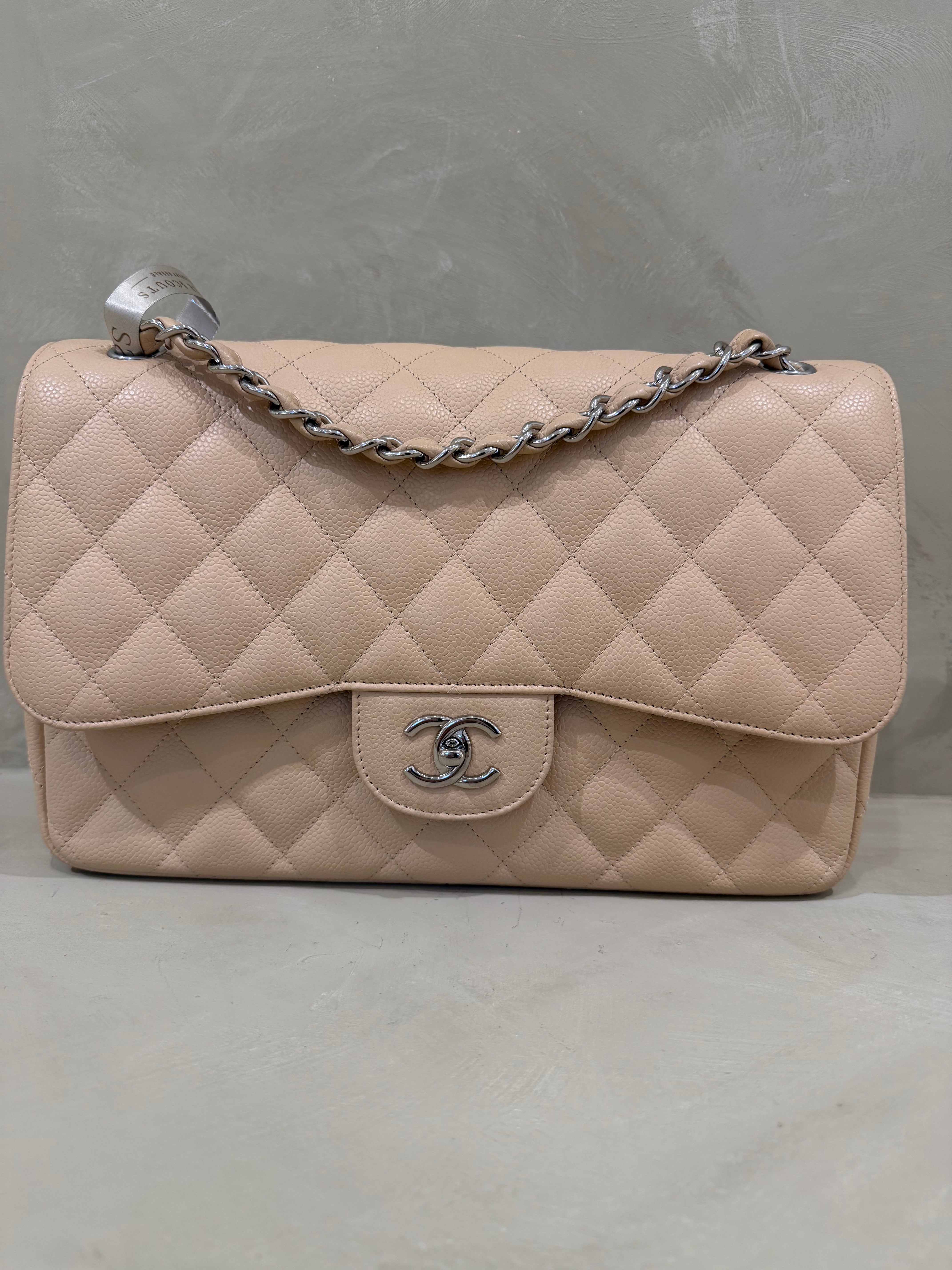 Chanel Classic Flap Jumbo Caviar Beige