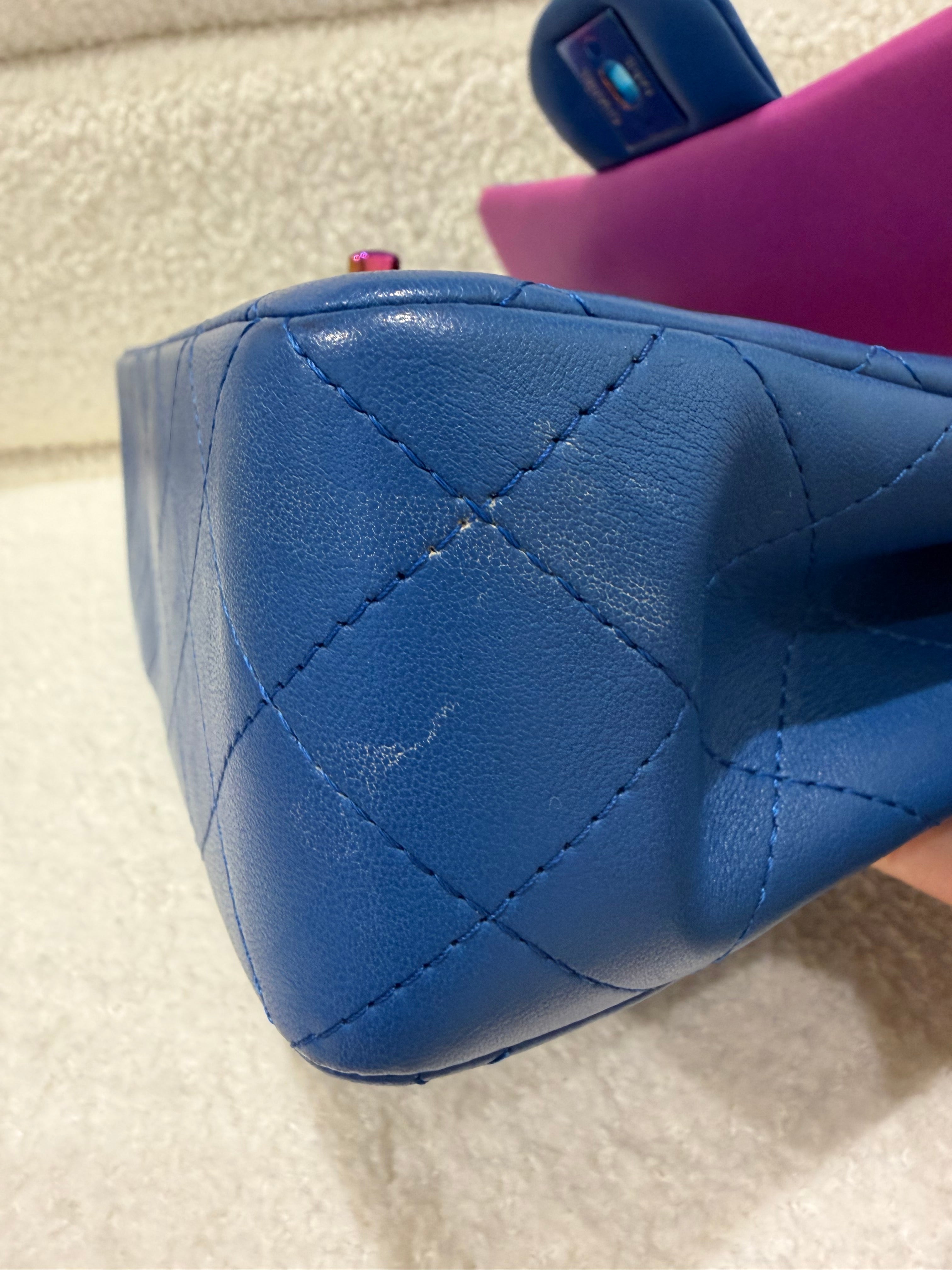 Chanel Mini Rectangle | Blue | Rainbow Hardware | Excellent condition
