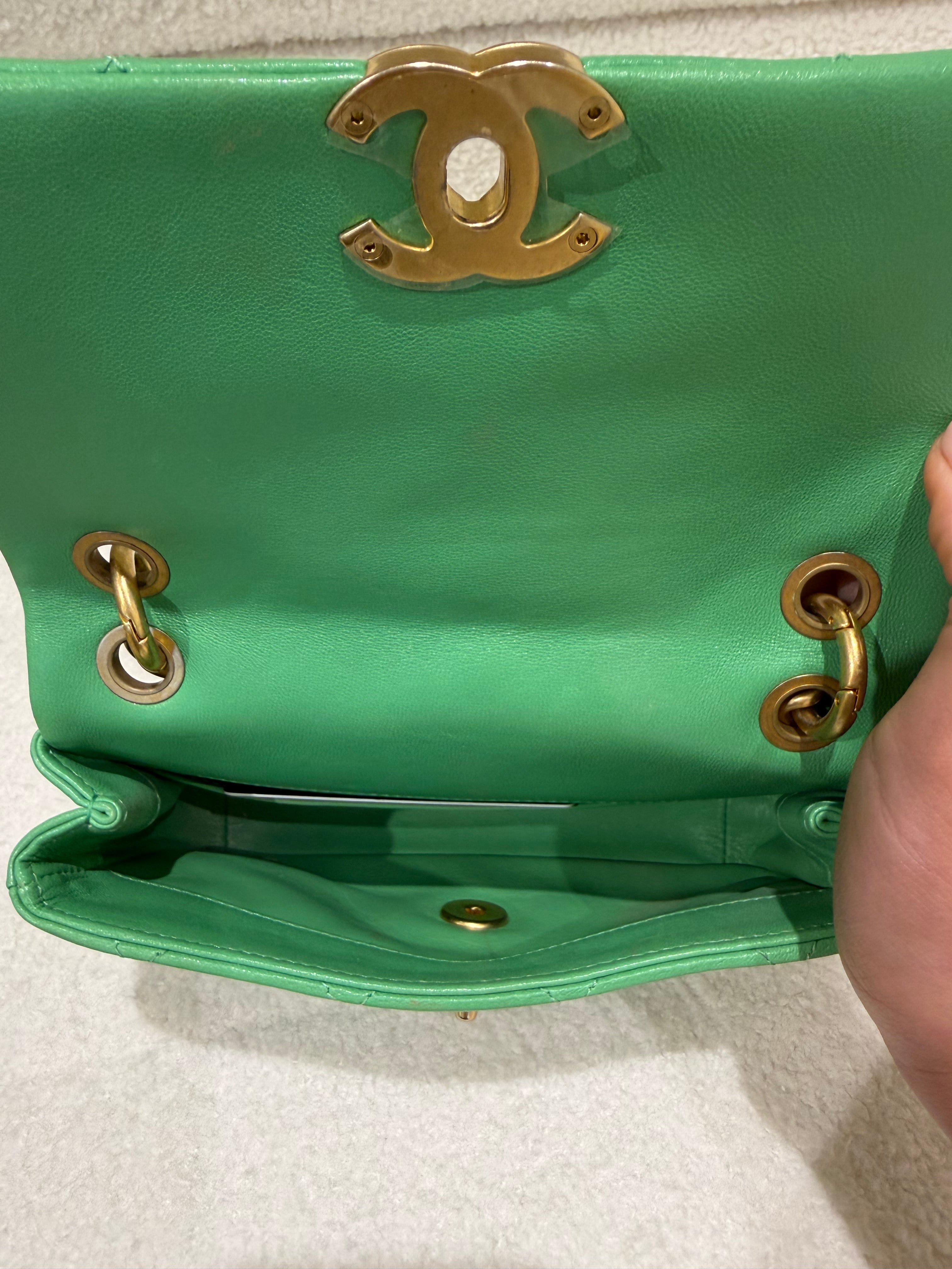 Chanel Small 'Chain Is More' Flap Bag | Green | Antique Gold Hardware