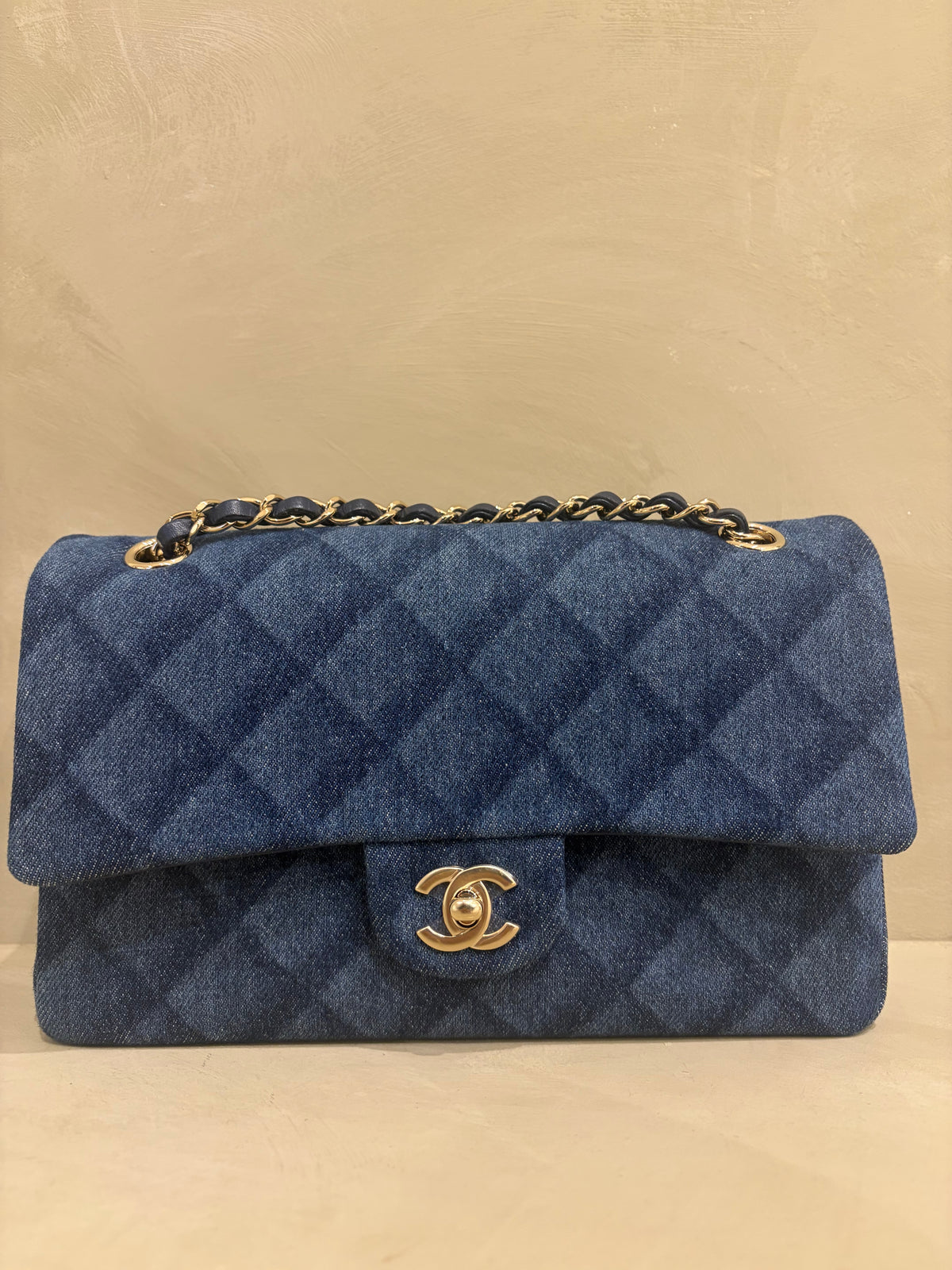 Chanel Classic Double Flap | Medium | Bleu Tromp L'oeil Denim | Champagne Gold-Tone Hardware | Unused