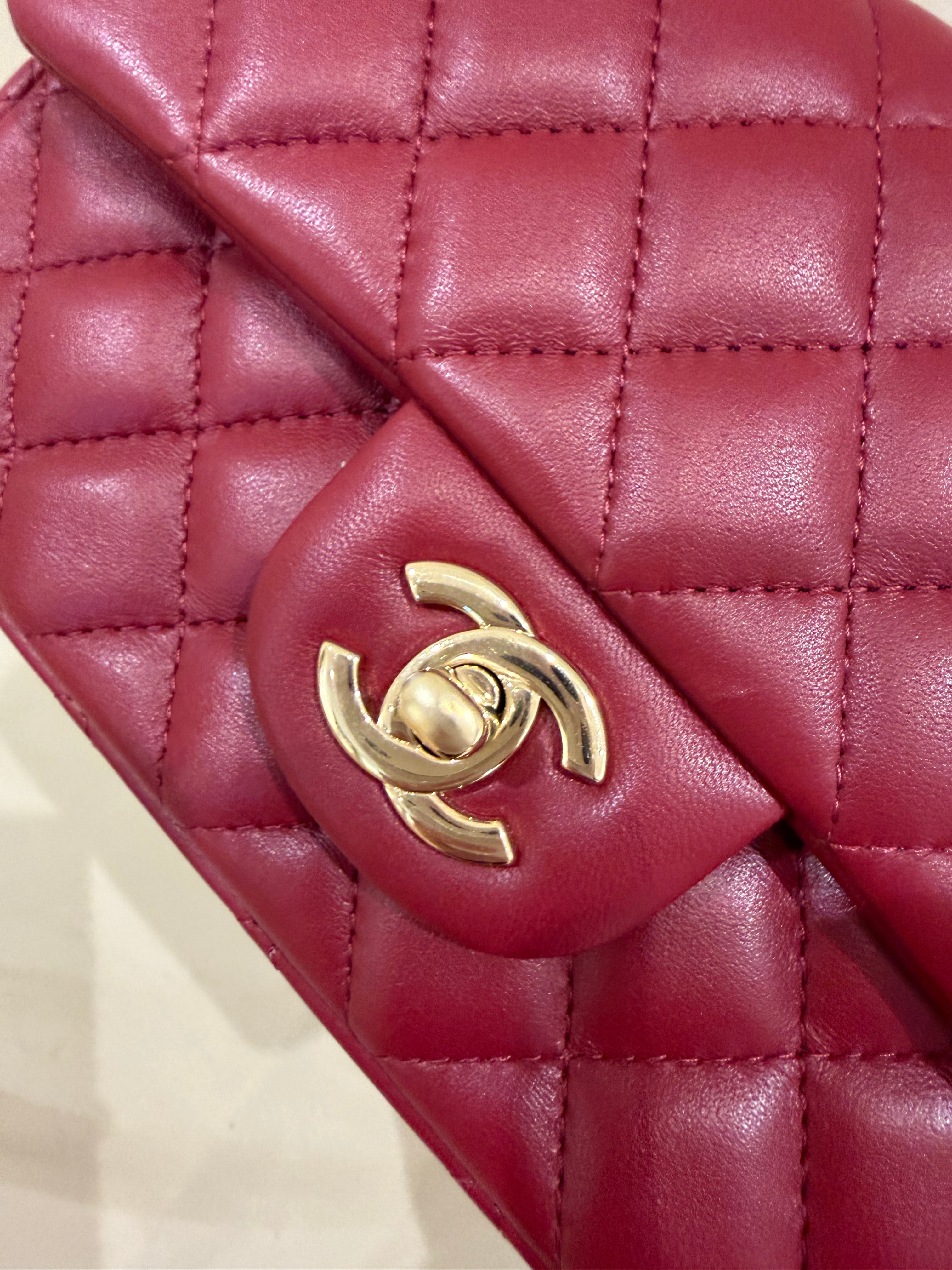 Chanel Mini Rectangle Burgundy Lambskin — Pre-Owned