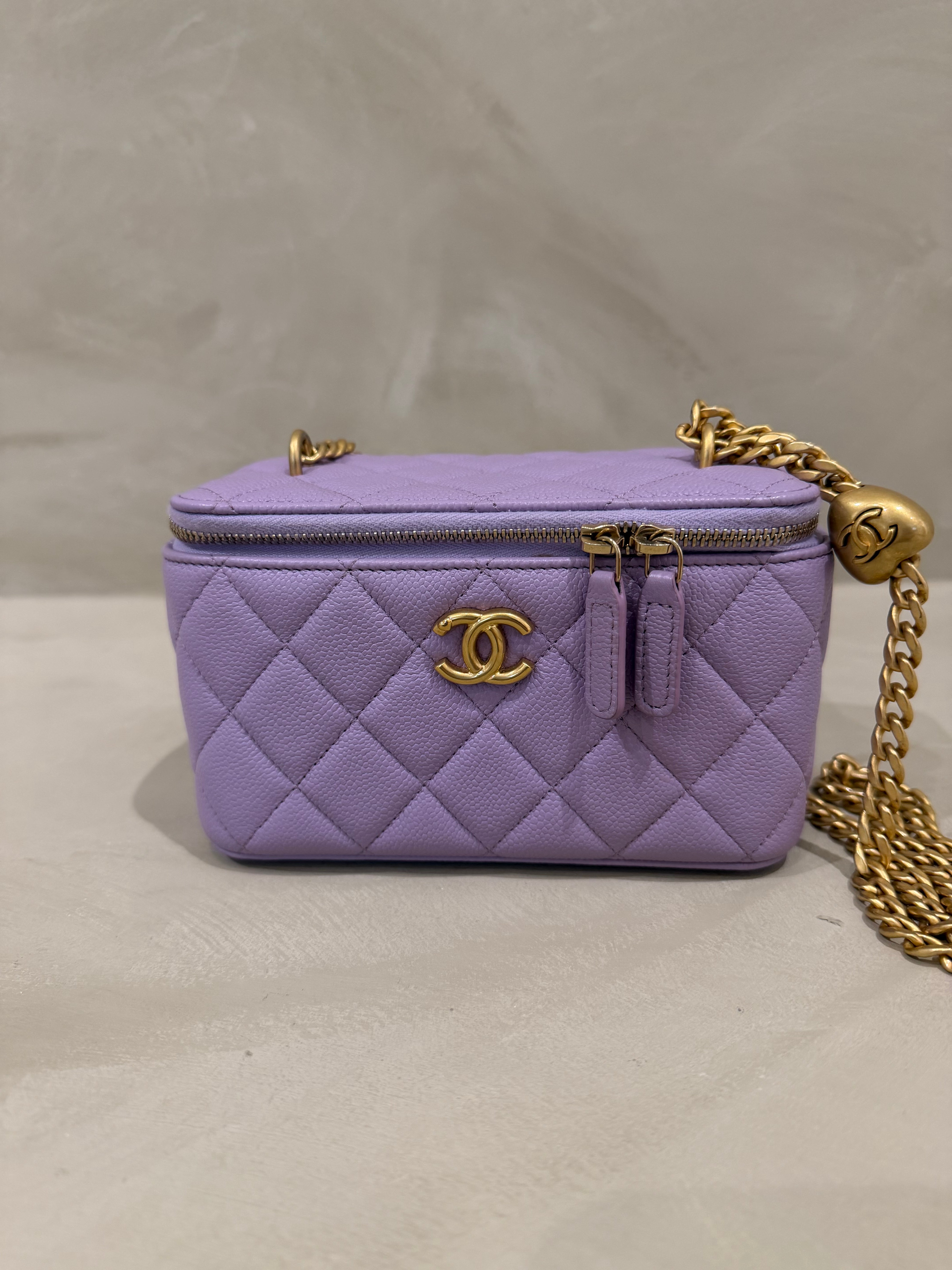 Chanel Purple heart vanity bag