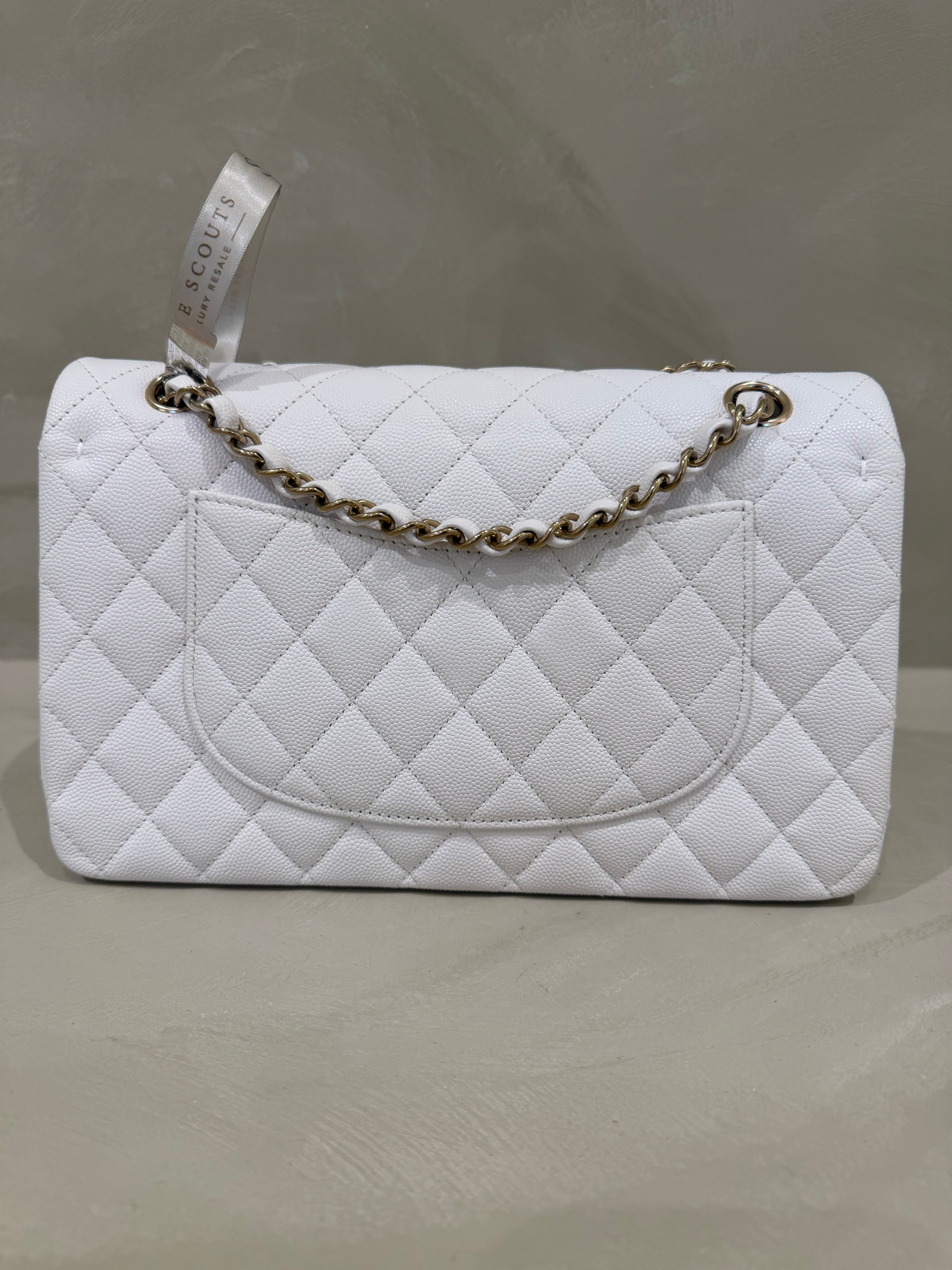 Chanel medium classic flap white
