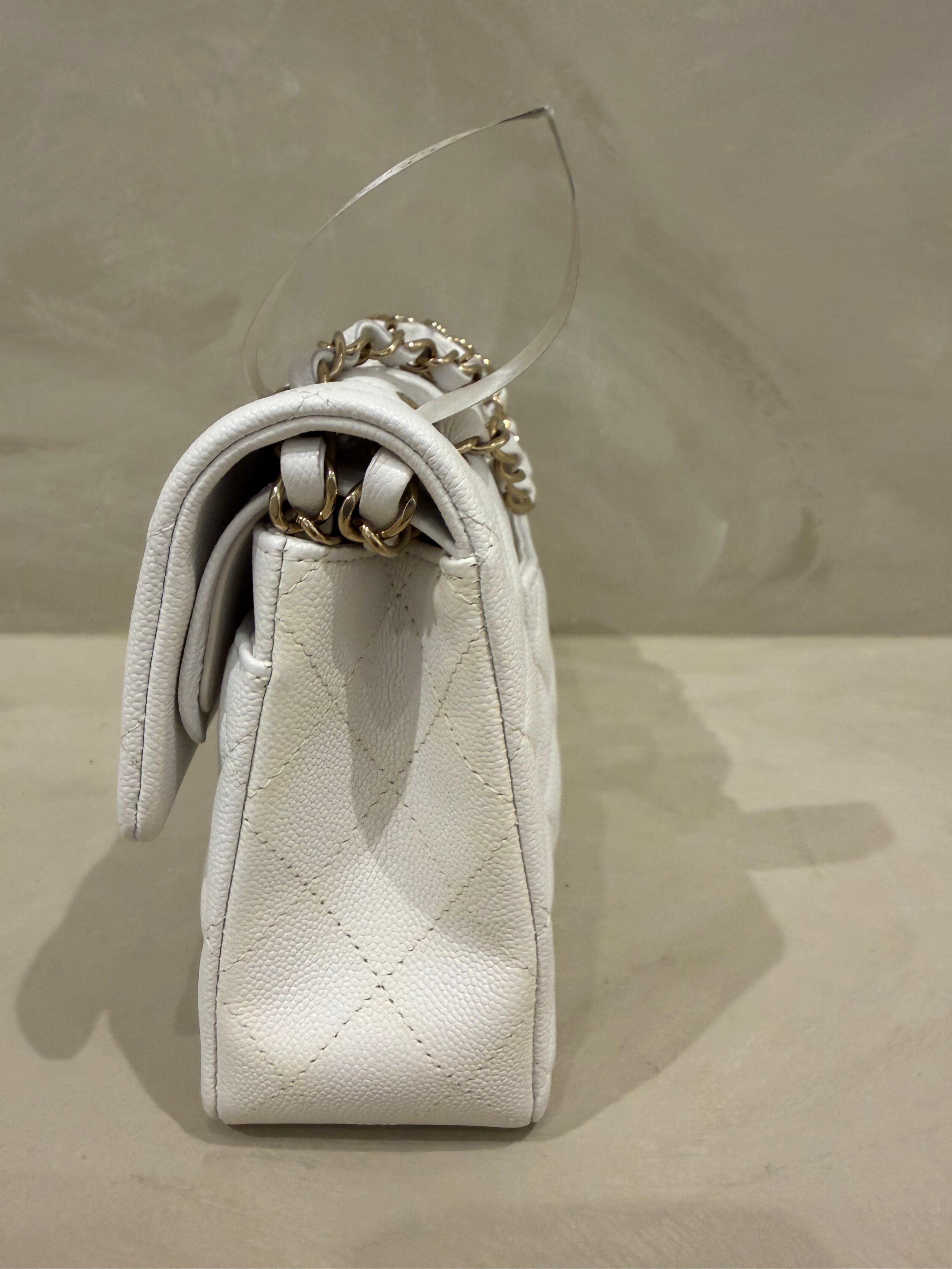Chanel Small Caviar Classic Flap white