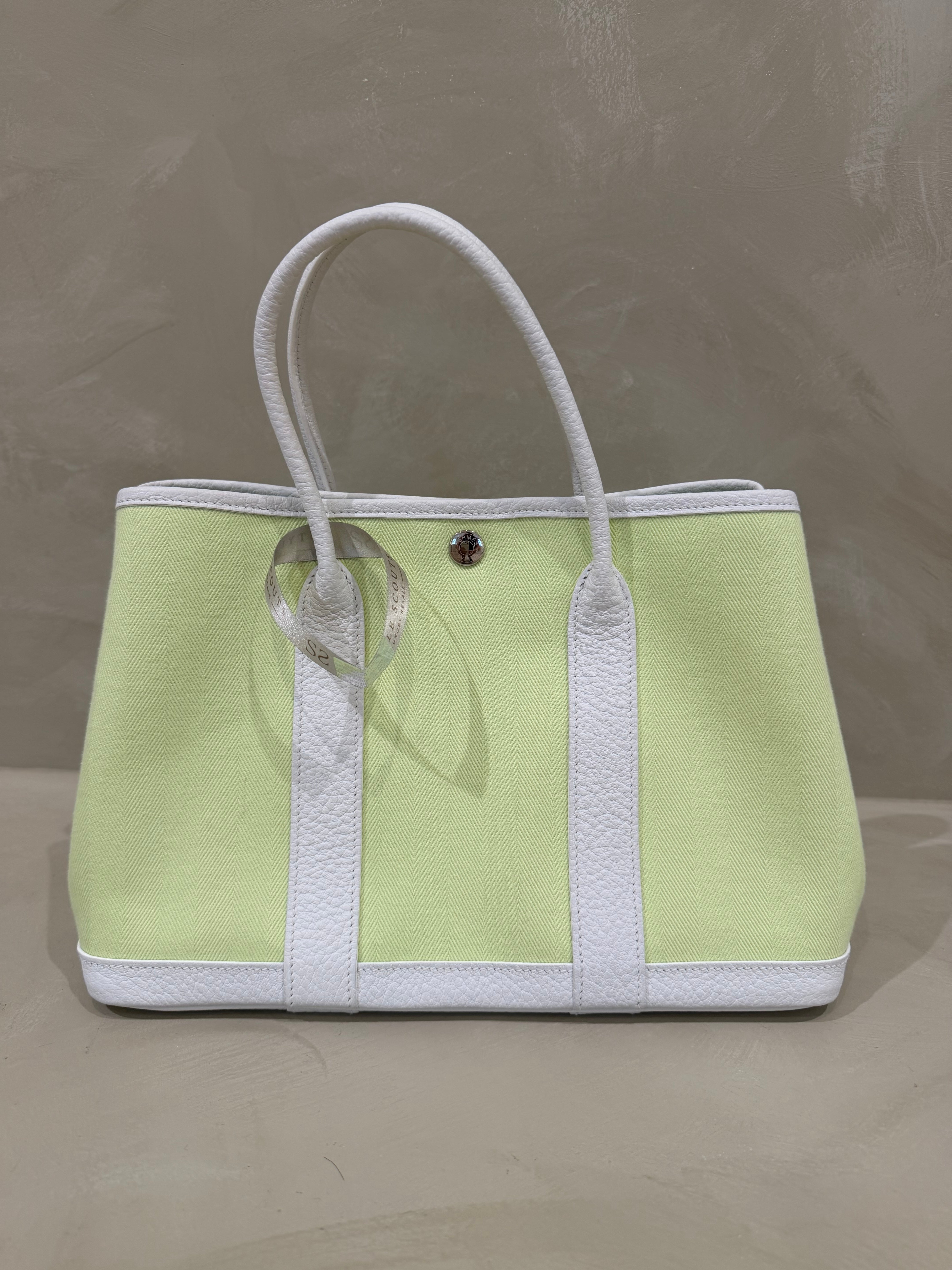 Hermès Garden Party Jaune Borgeon/White Canvas and Leather — Pre-Owned