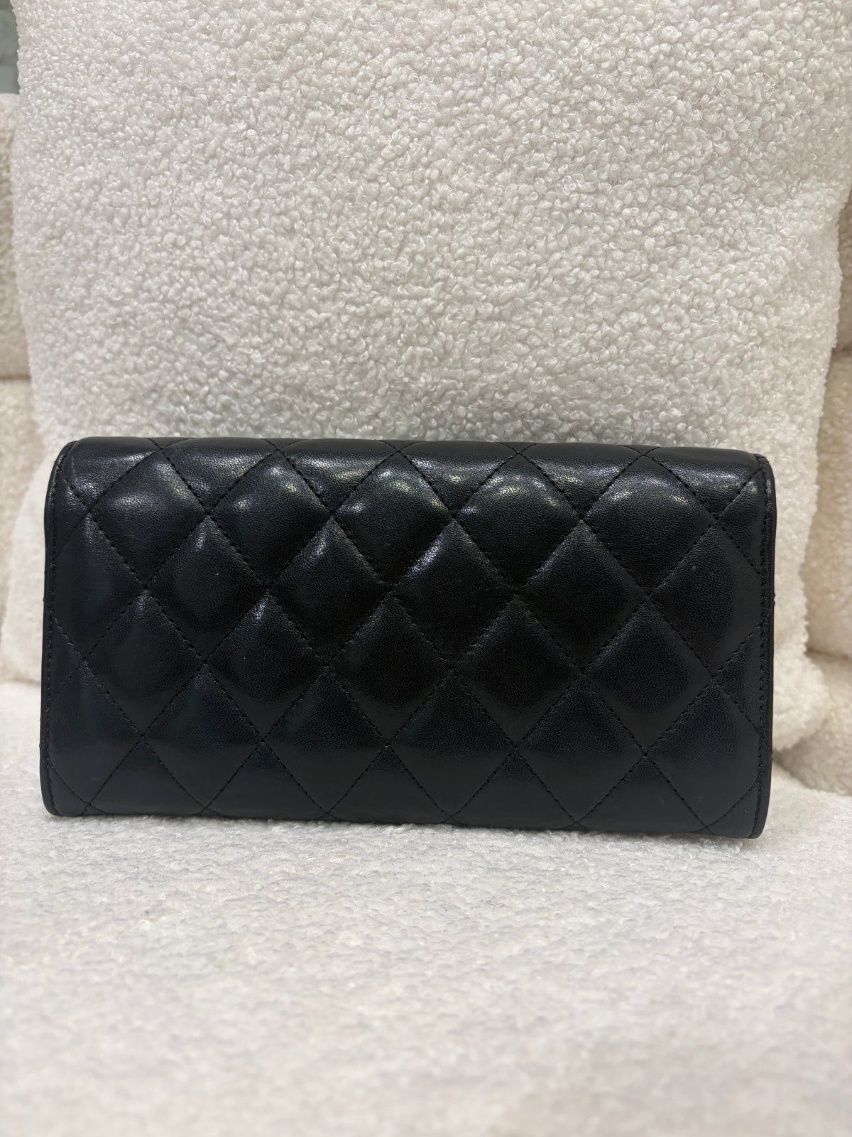 Chanel Long Wallet | Black Lambskin | Silver Hardware | Very Good