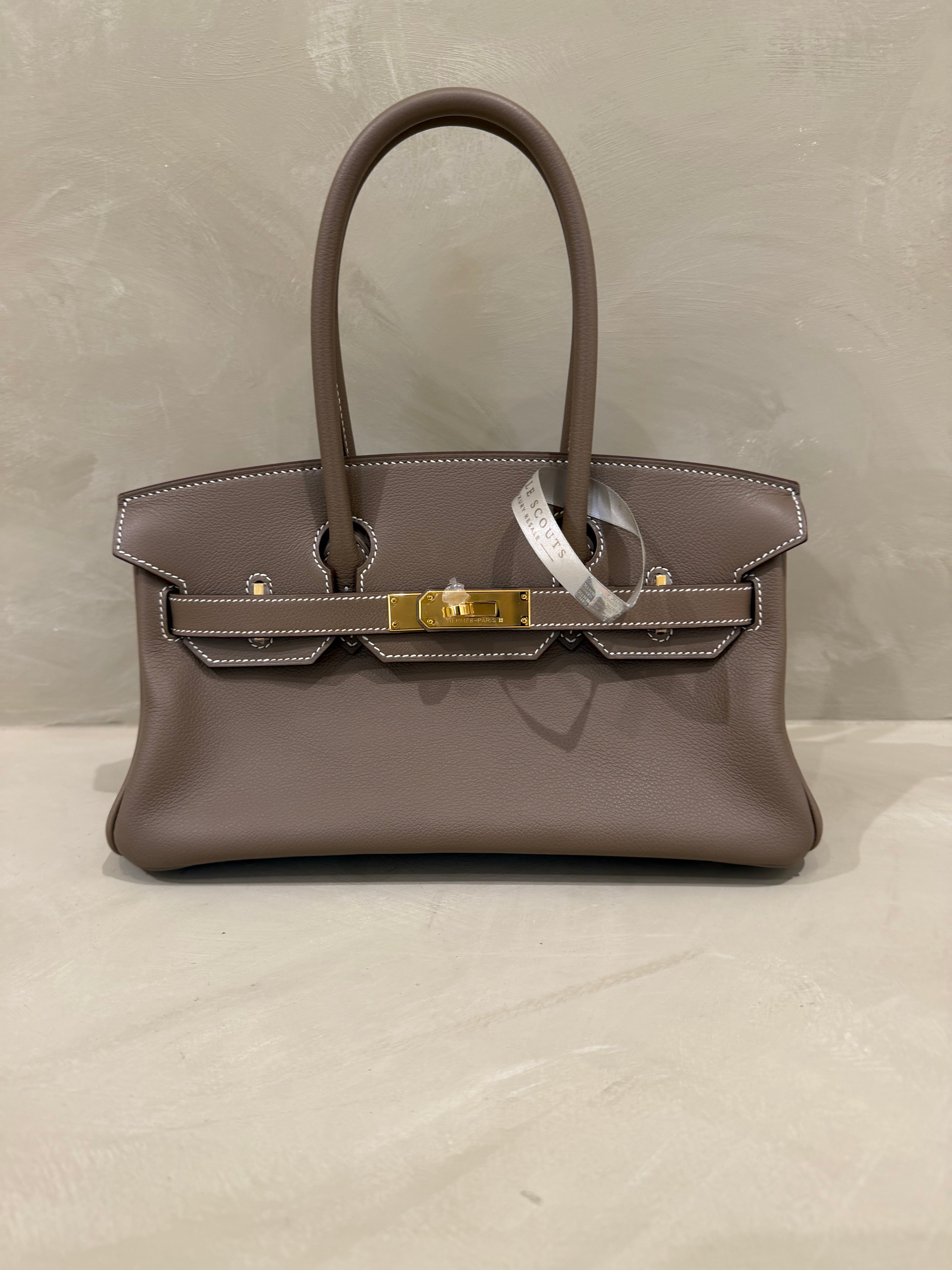 Hermes shoulder Birkin Etoupe
