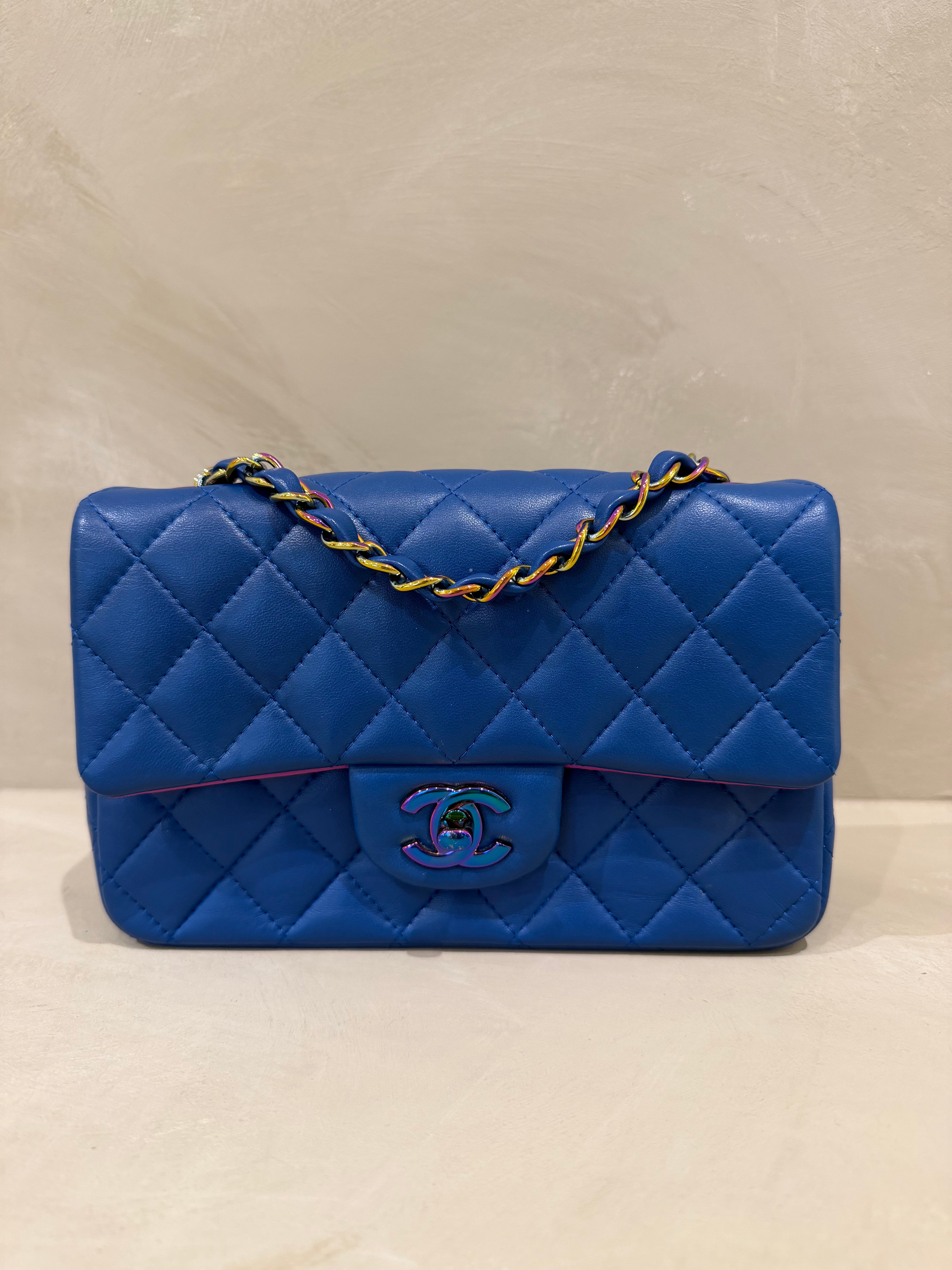Chanel Mini Rectangle | Blue | Rainbow Hardware | Excellent condition