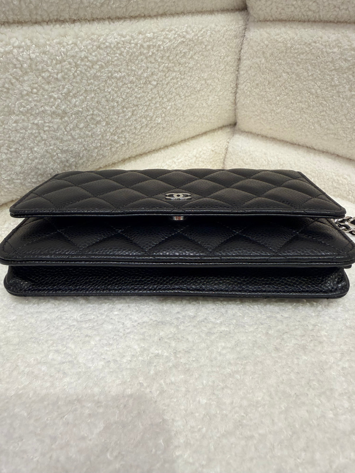 Chanel WOC Black Caviar Silver Hardware Microchip Full Set & Receipt