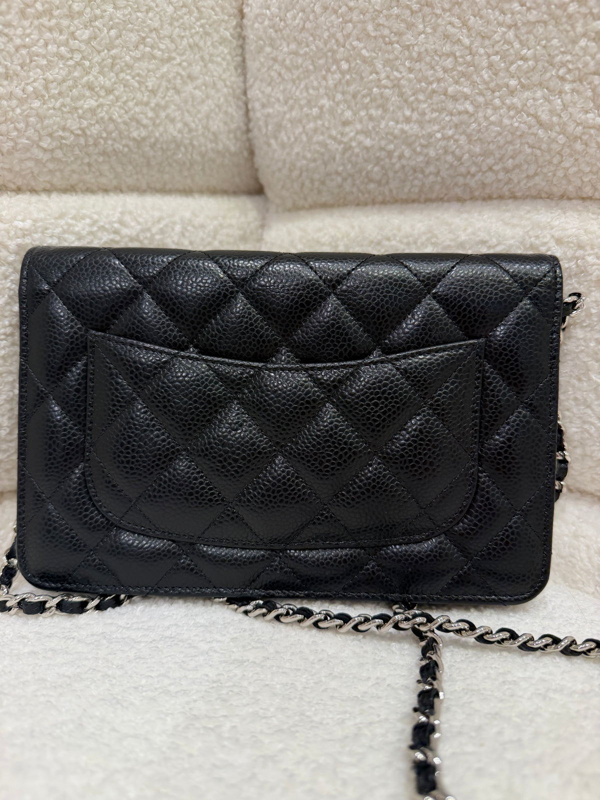 Chanel WOC Black Caviar Silver Hardware Microchip Full Set & Receipt
