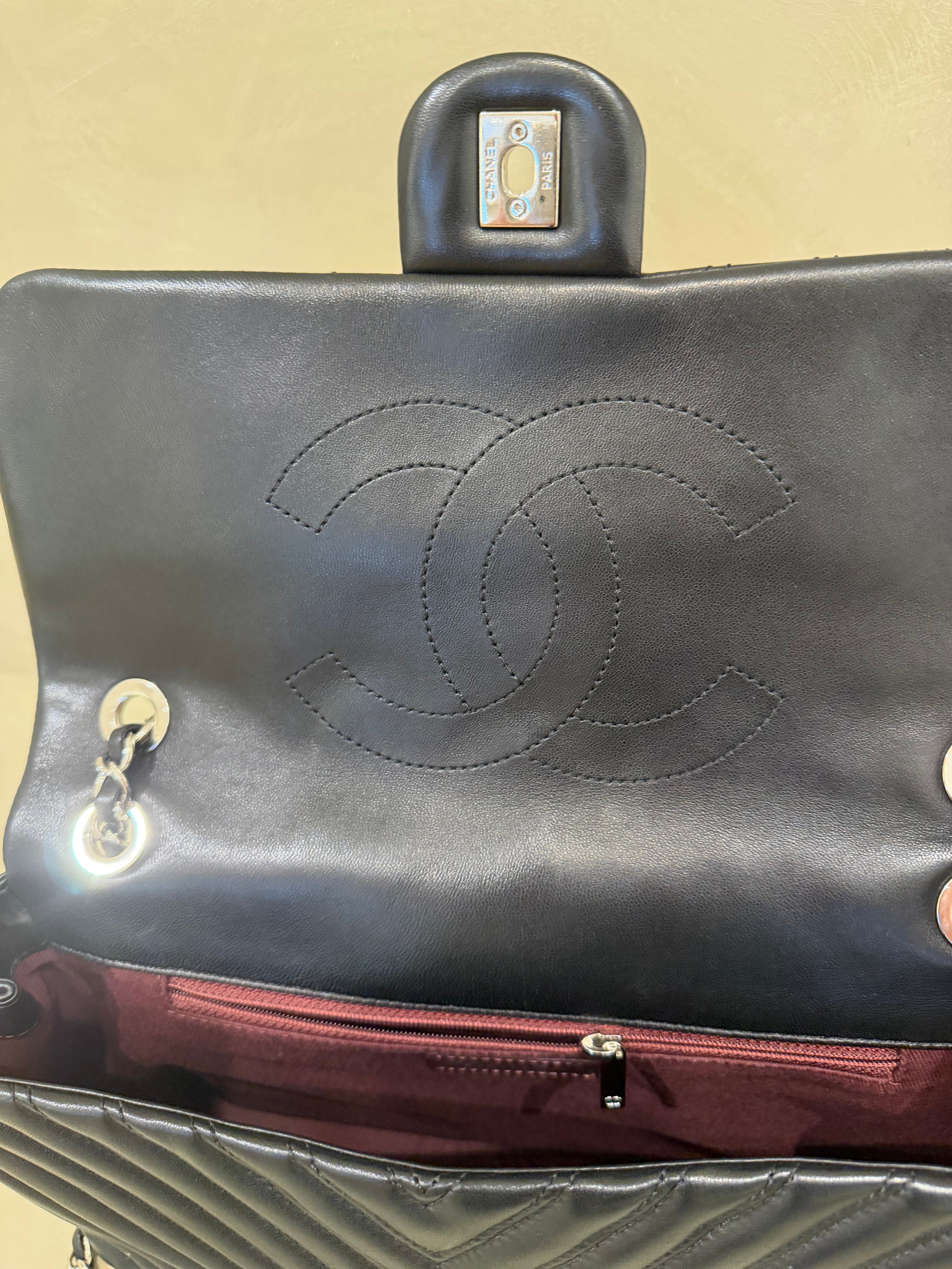 Chanel Seasonal Jumbo Single Flap | Black Lambskin | Silver Hardware | Excellent