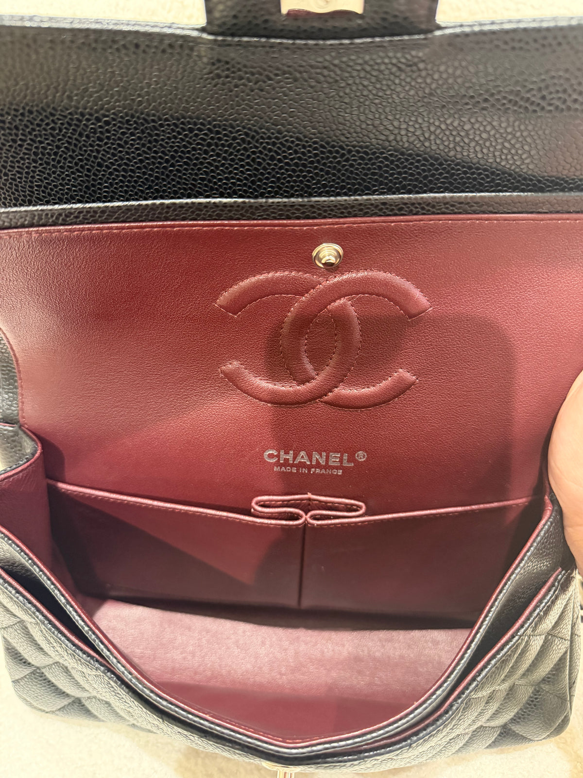 Chanel Medium Classic Flap Black Caviar Silver Hardware | Series 28