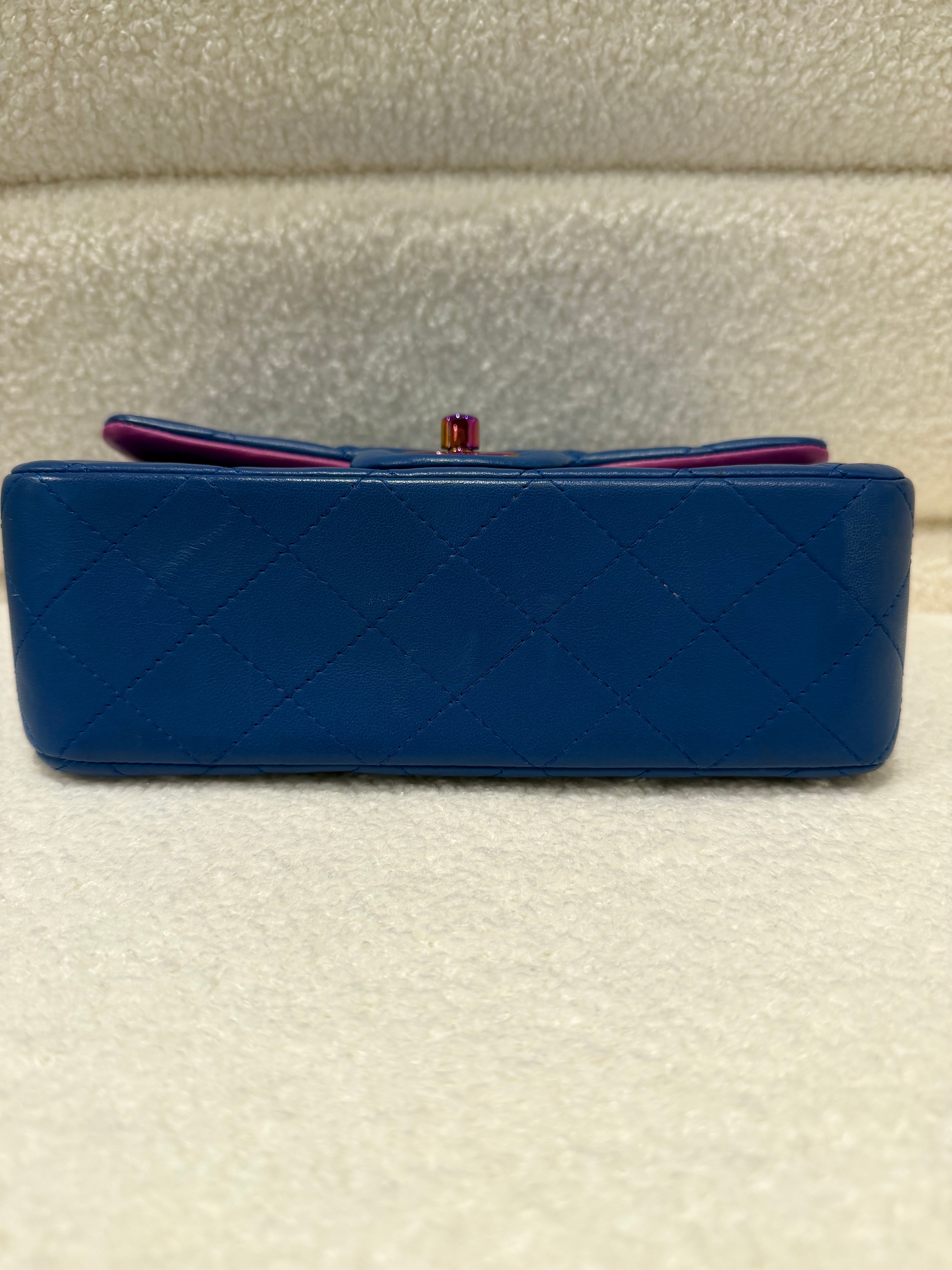 Chanel Mini Rectangle | Blue | Rainbow Hardware | Excellent condition