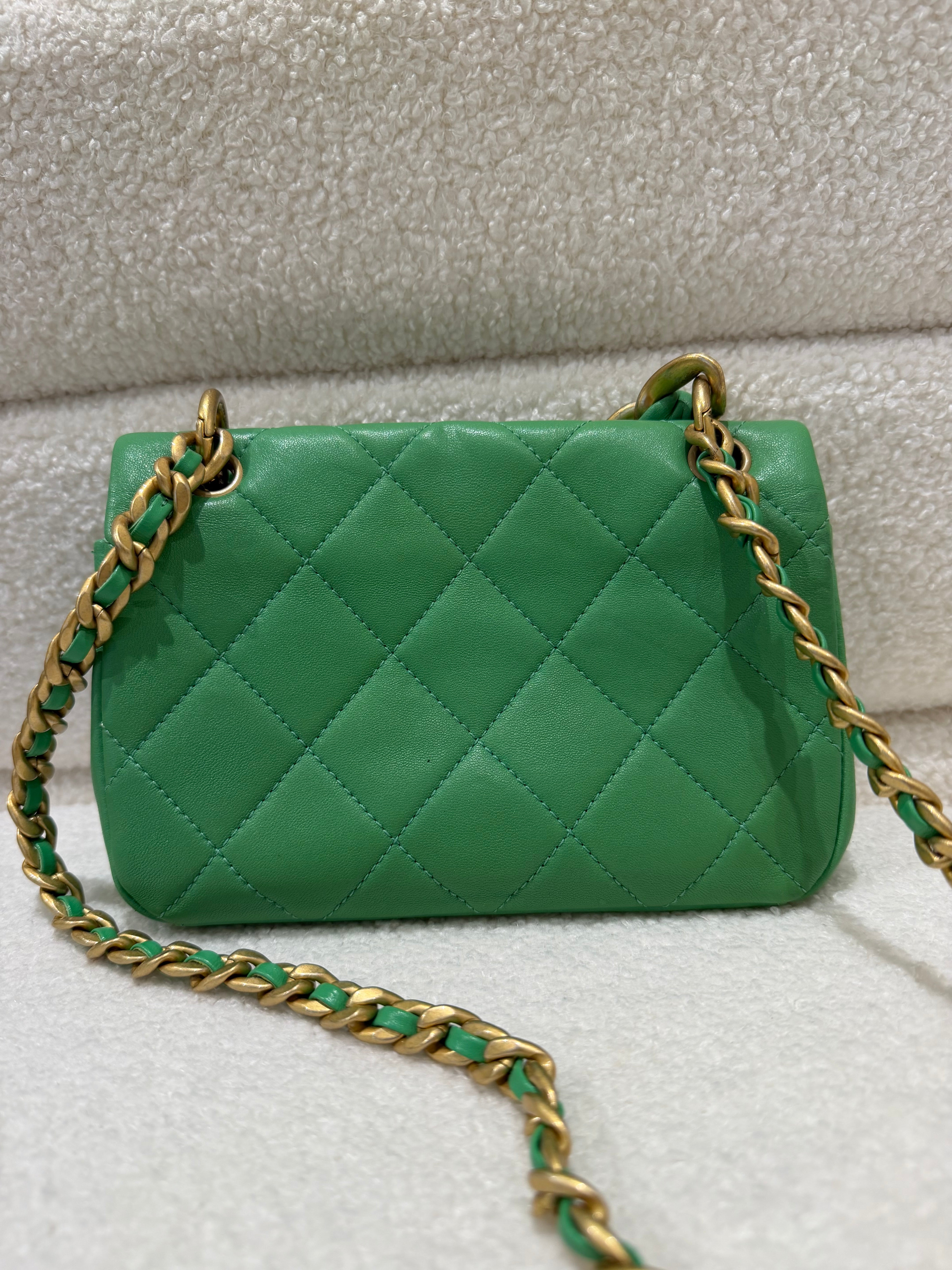 Chanel Small 'Chain Is More' Flap Bag | Green | Antique Gold Hardware