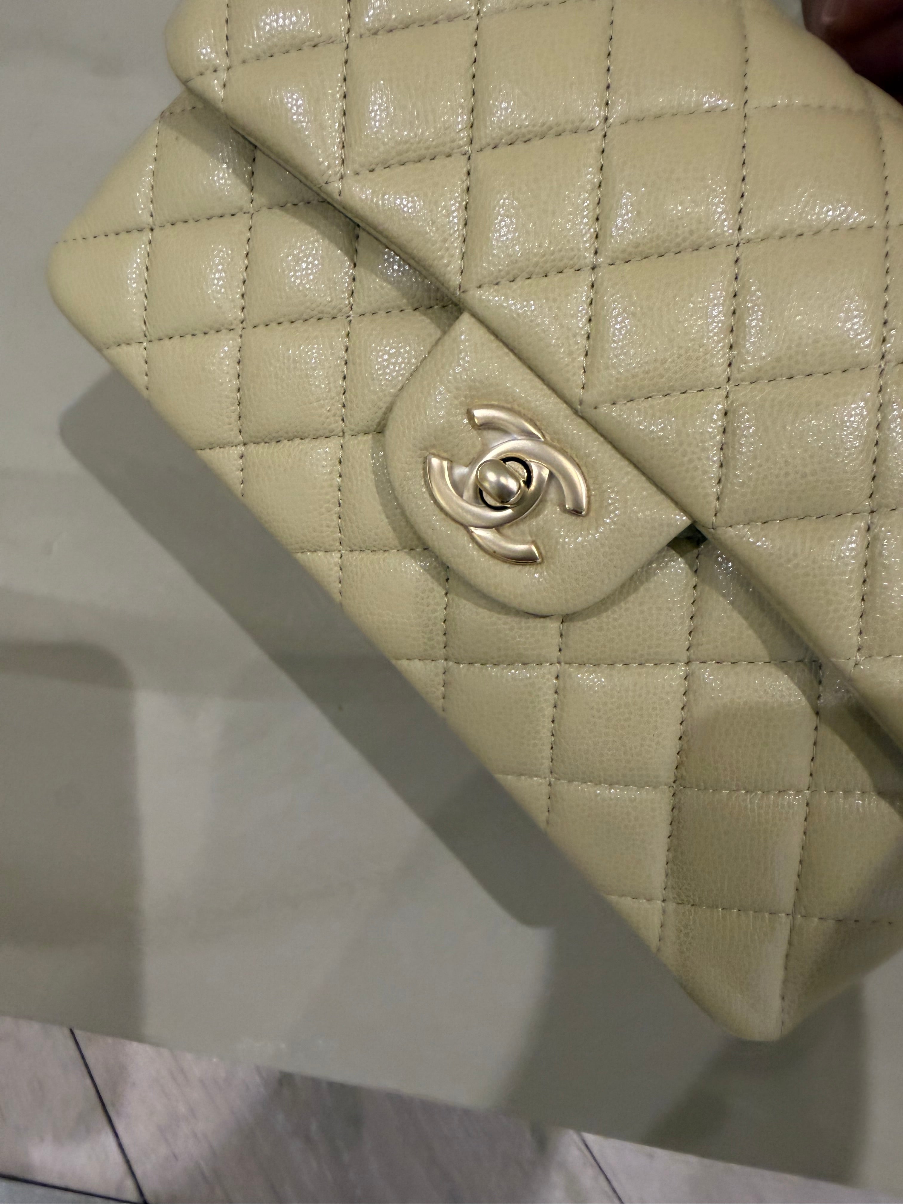 Chanel Small Classic Flap | Yellow/Green Caviar | Champagne Gold Hardware | Microchip | Pristine