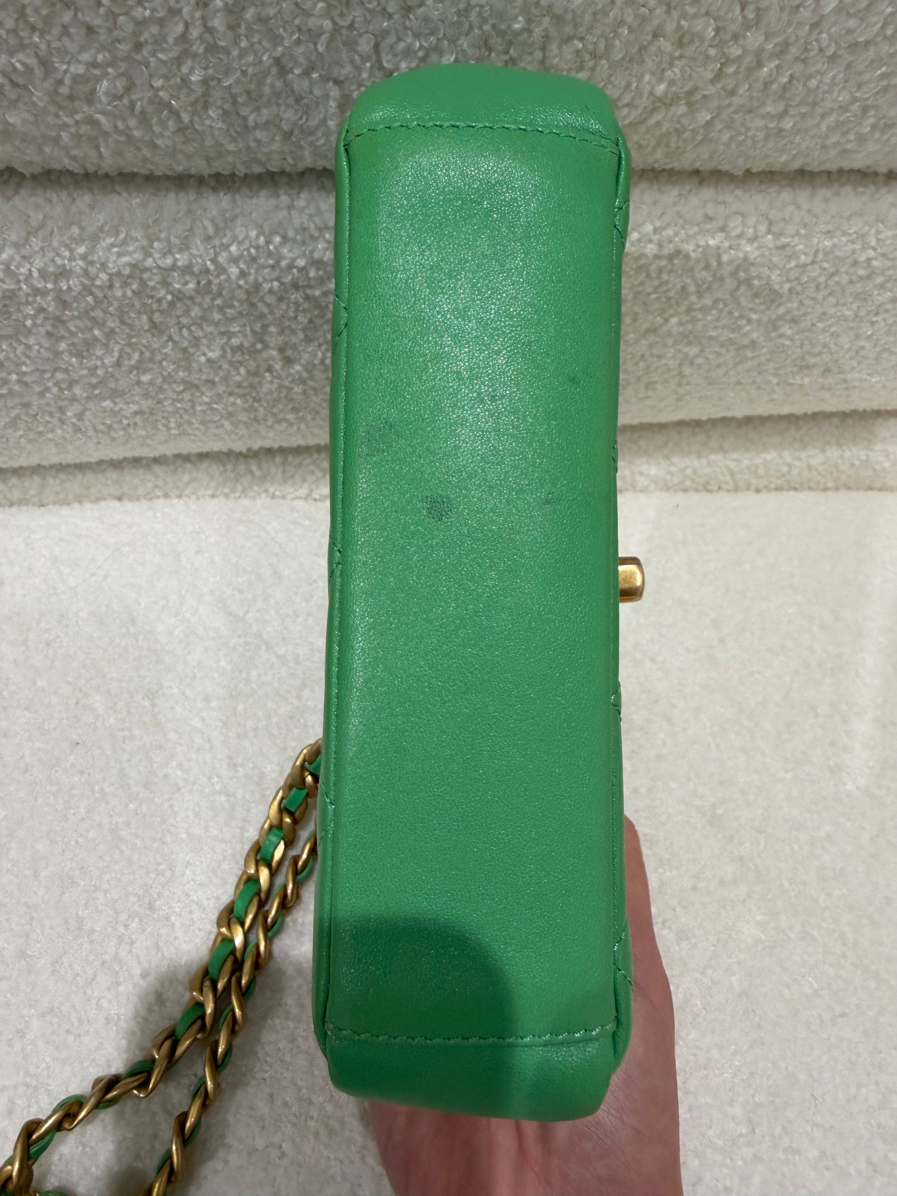 Chanel Small 'Chain Is More' Flap Bag | Green | Antique Gold Hardware