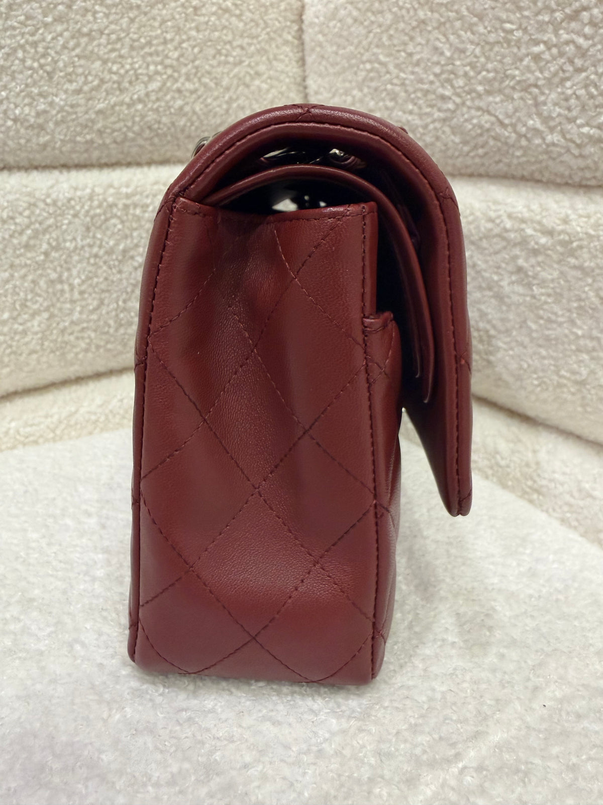 Chanel Classic Flap | Medium | Burgundy Lambskin | Silver Hardware | Excellent