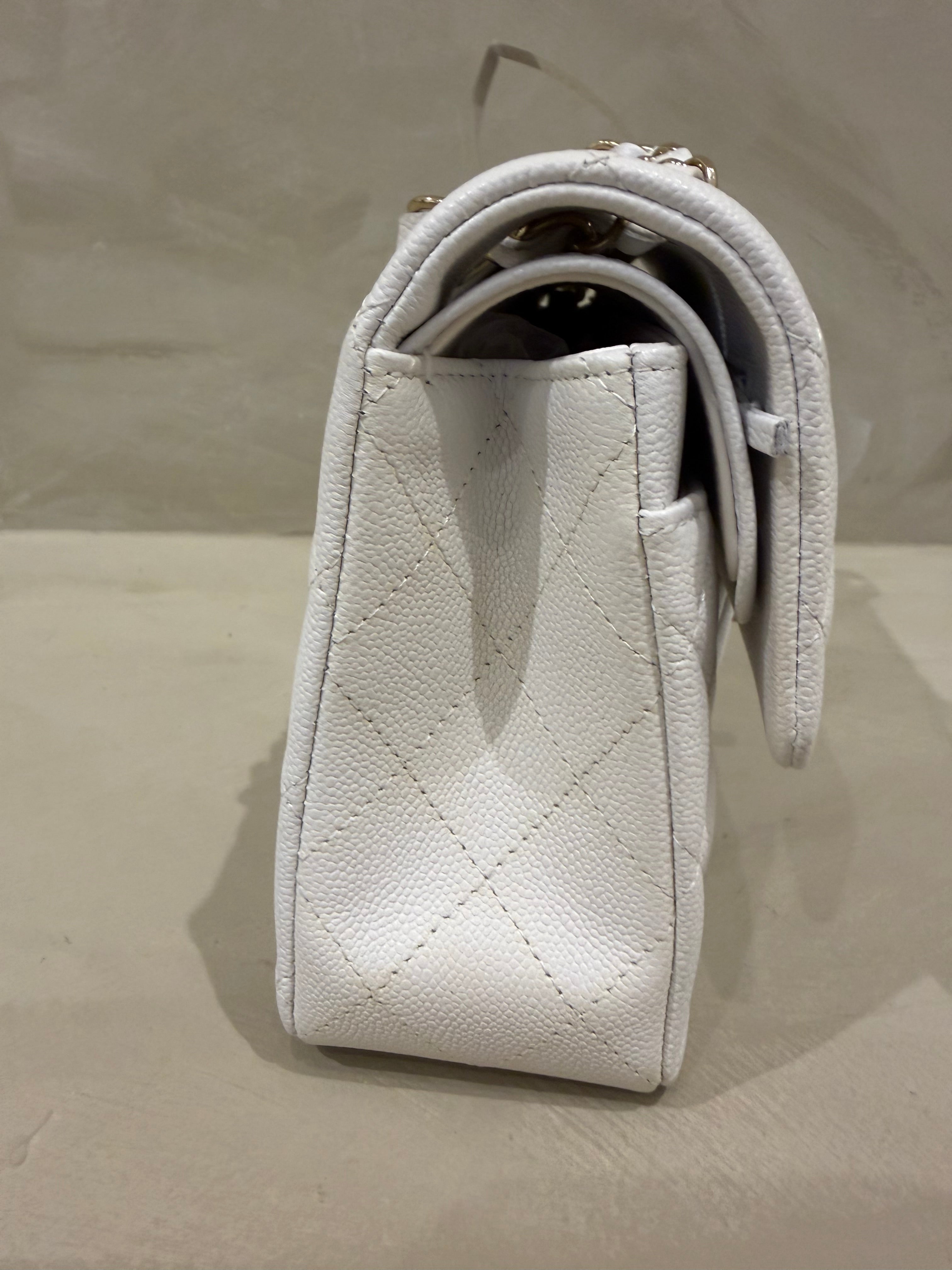 Chanel Small Caviar Classic Flap white