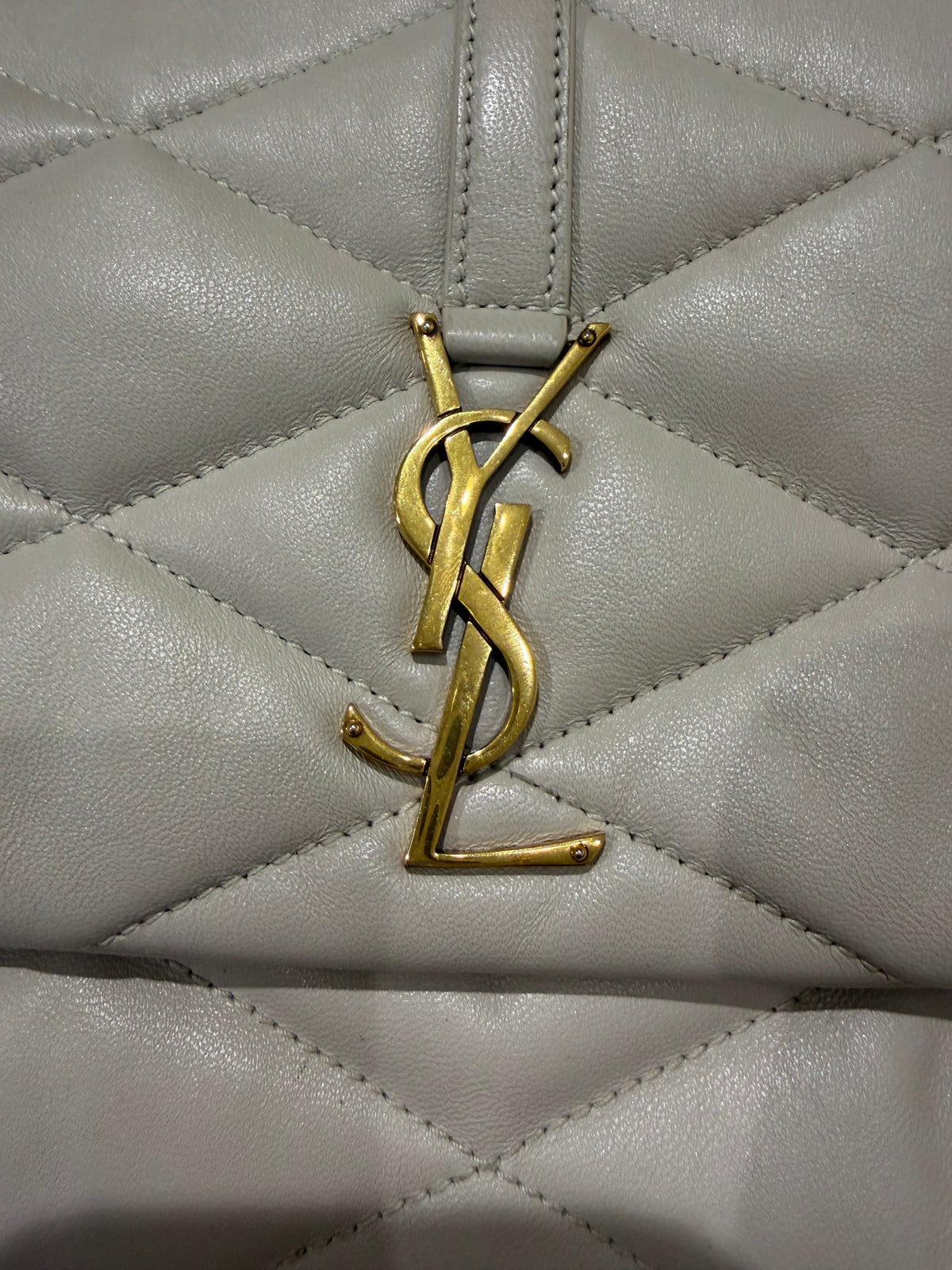 Saint Laurent Le 57 Diamond Shoulder Bag Cream Lambskin | YSL