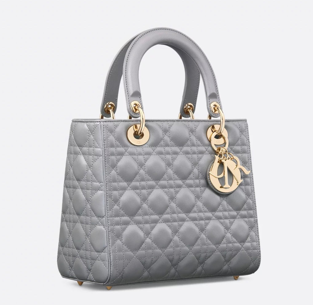 Dior Lady Dior Medium Bag Grey