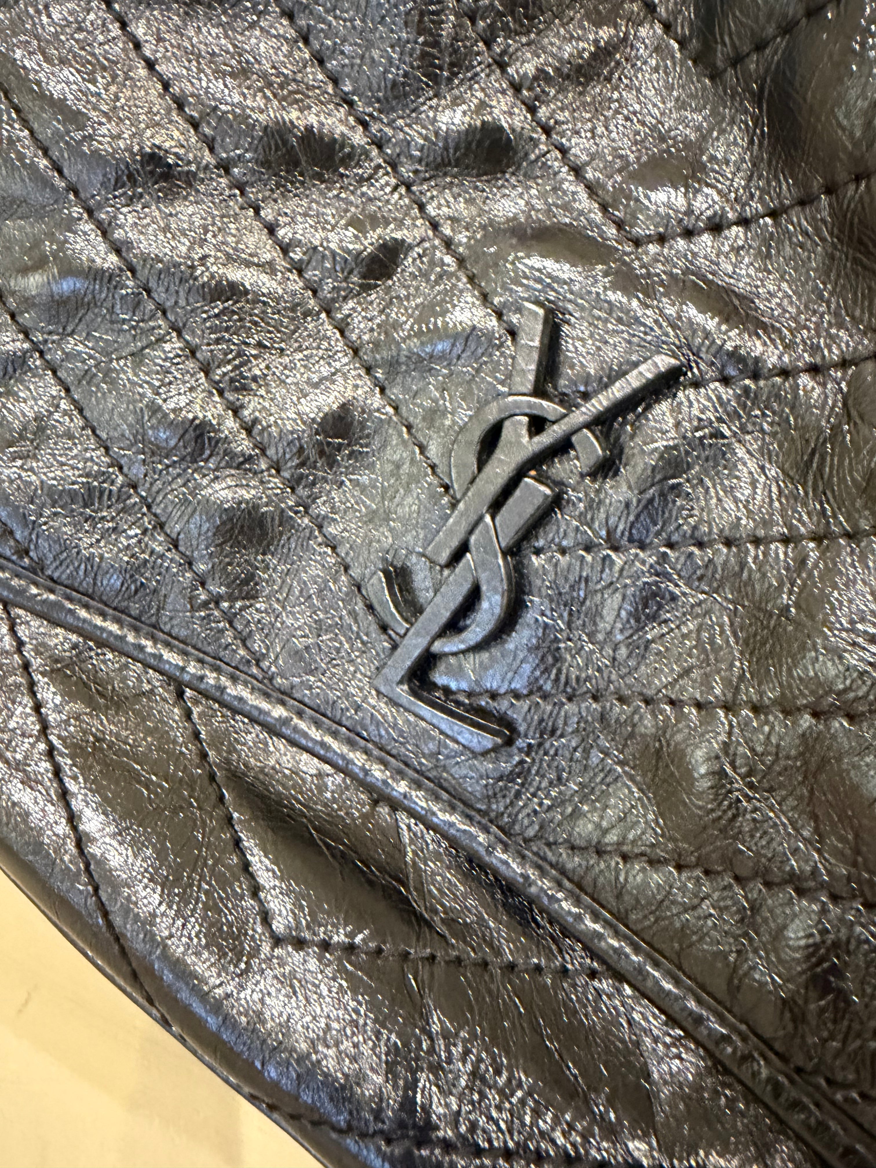 Saint Laurent Niki Crinkled Leather Black