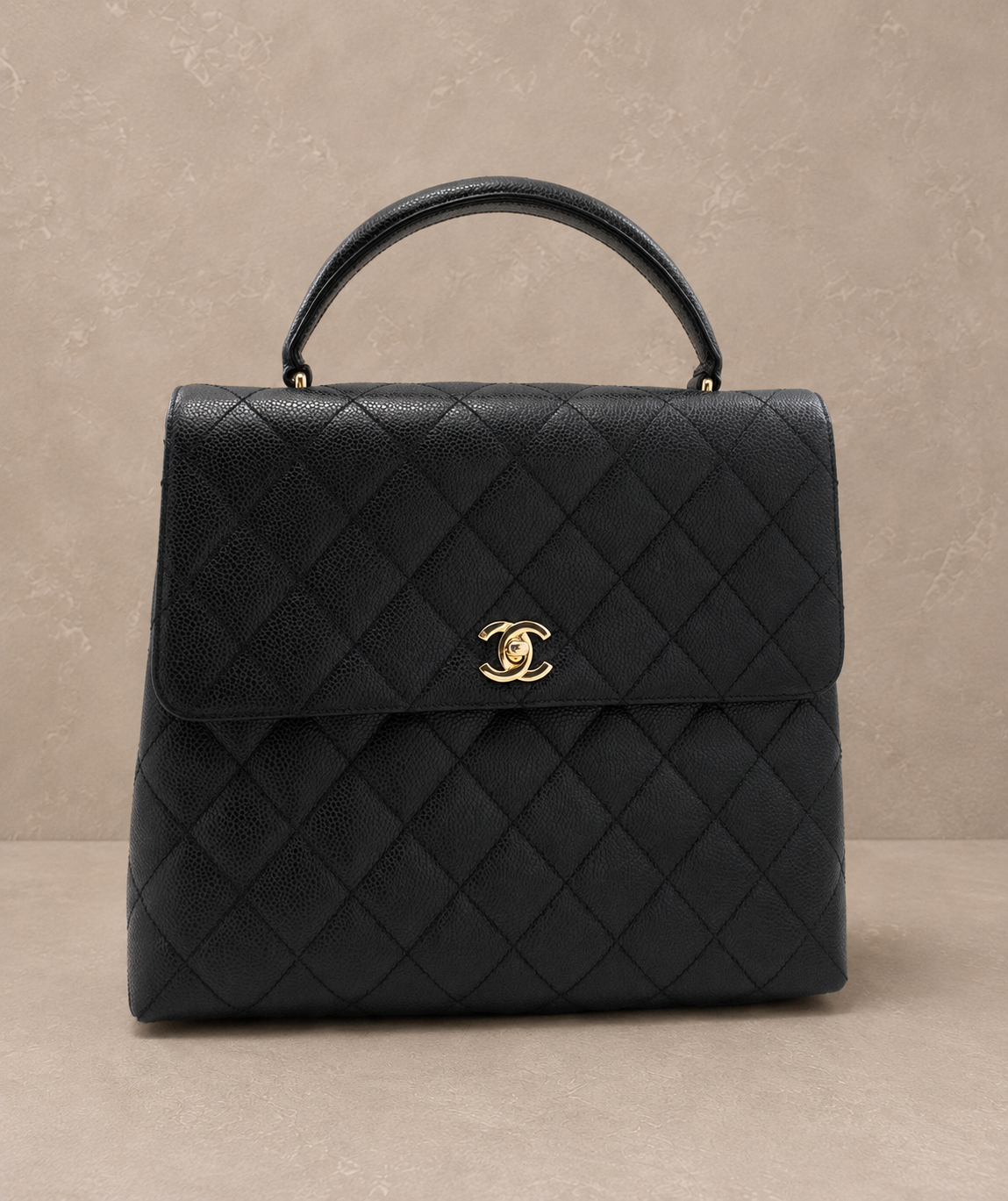 Chanel Vintage Kelly Caviar Leather Top Handle Bag