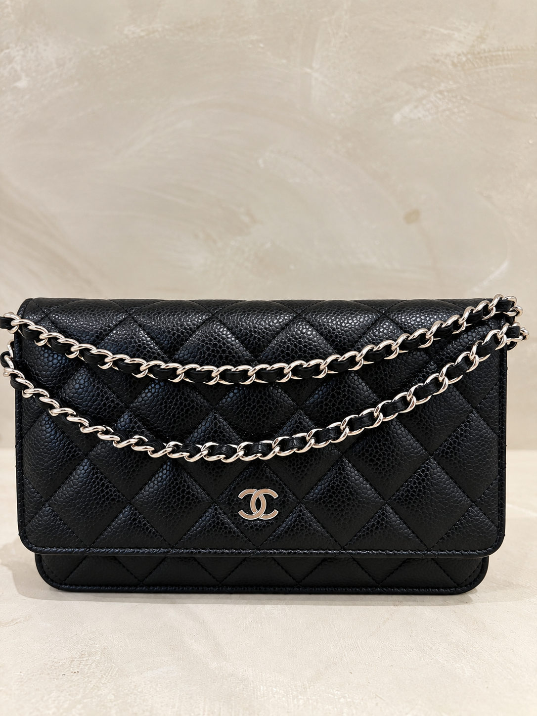 Chanel WOC Black Caviar Silver Hardware Microchip Full Set & Receipt