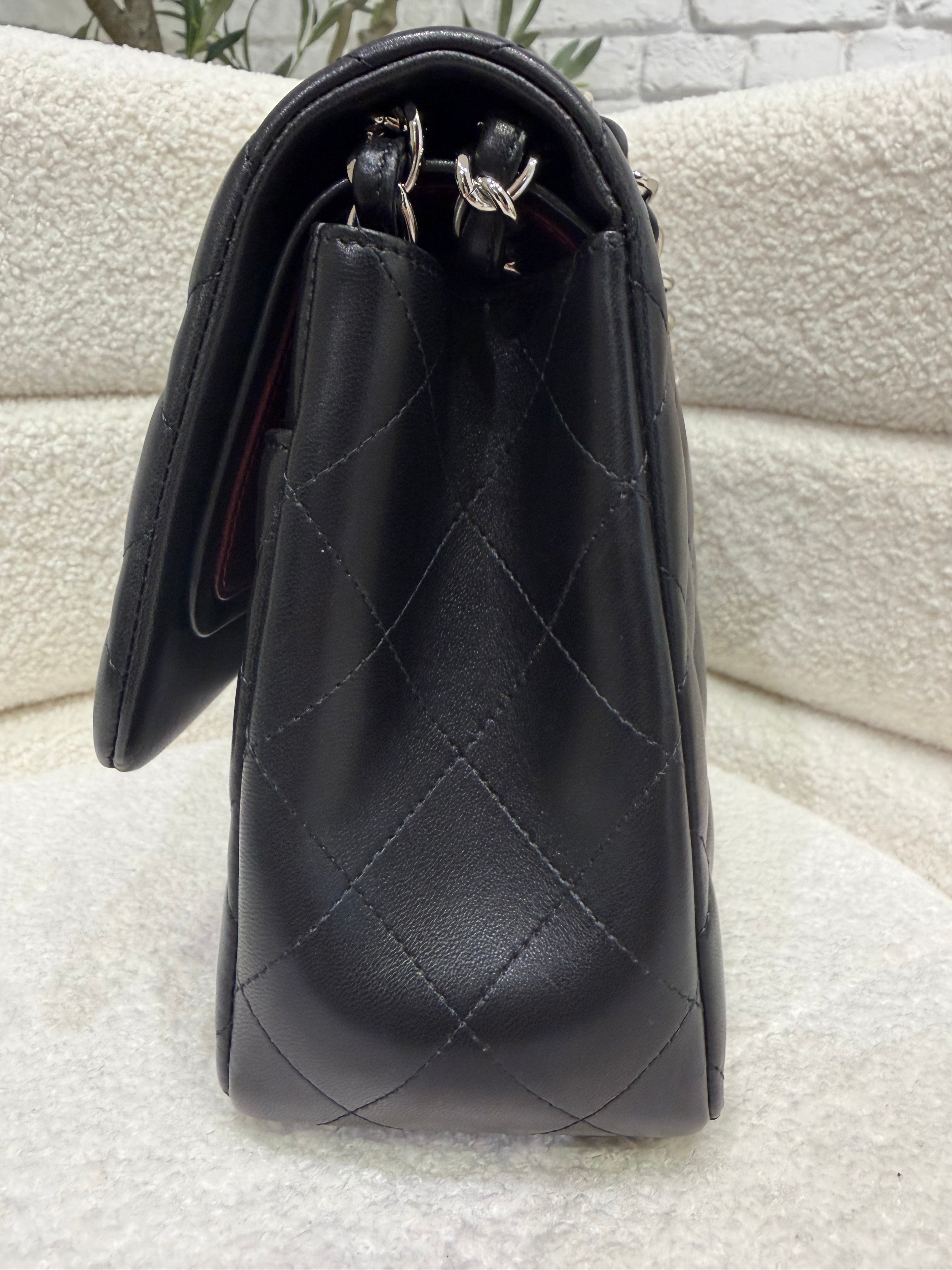 Chanel Classic Flap | Jumbo | Black Lambskin | Silver Hardware | Excellent