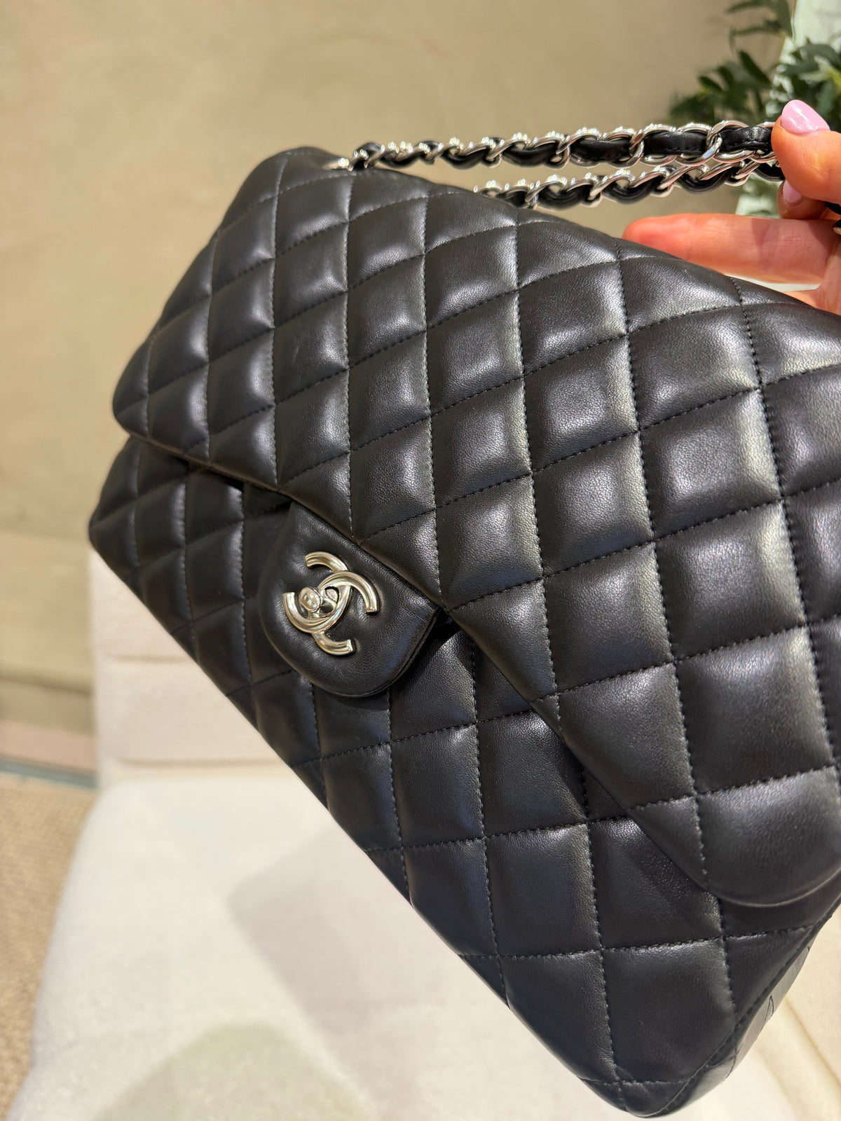 Chanel Jumbo Classic Flap – Black Lambskin | Silver Hardware | Series 19