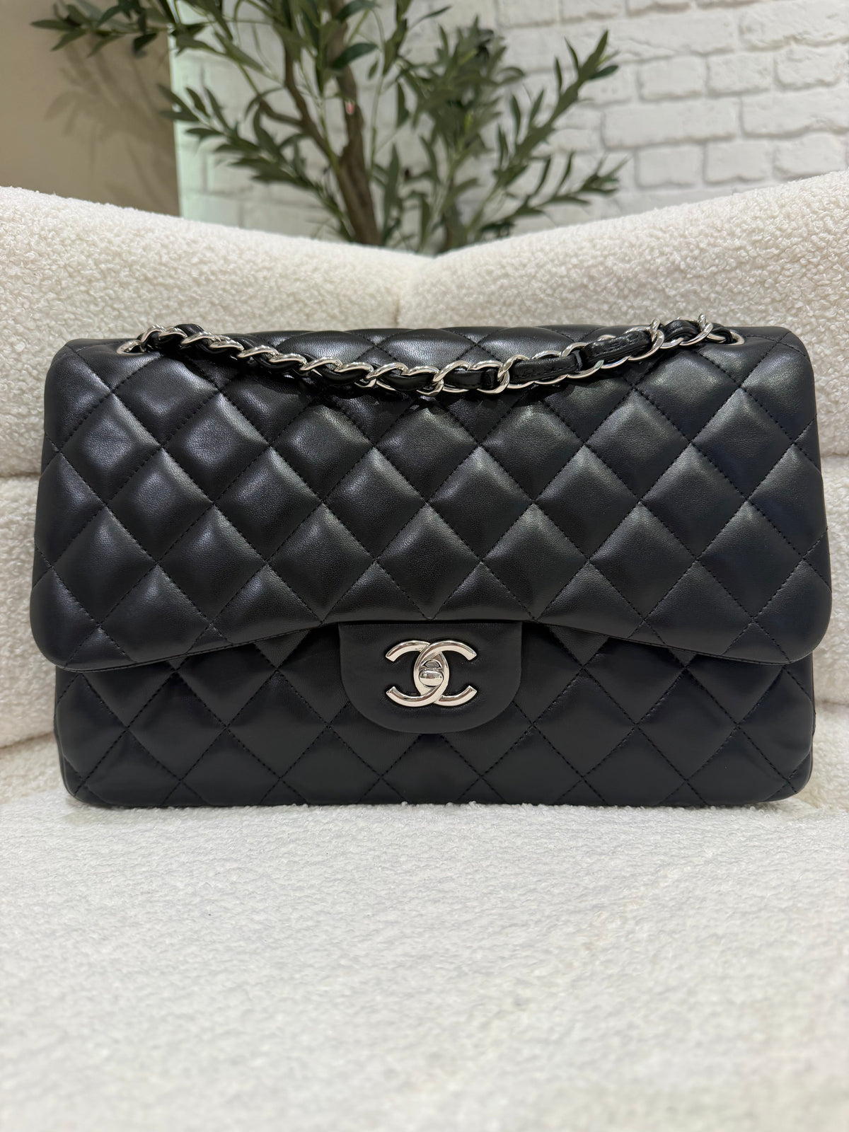 Chanel Jumbo Classic Flap – Black Lambskin | Silver Hardware | Series 19