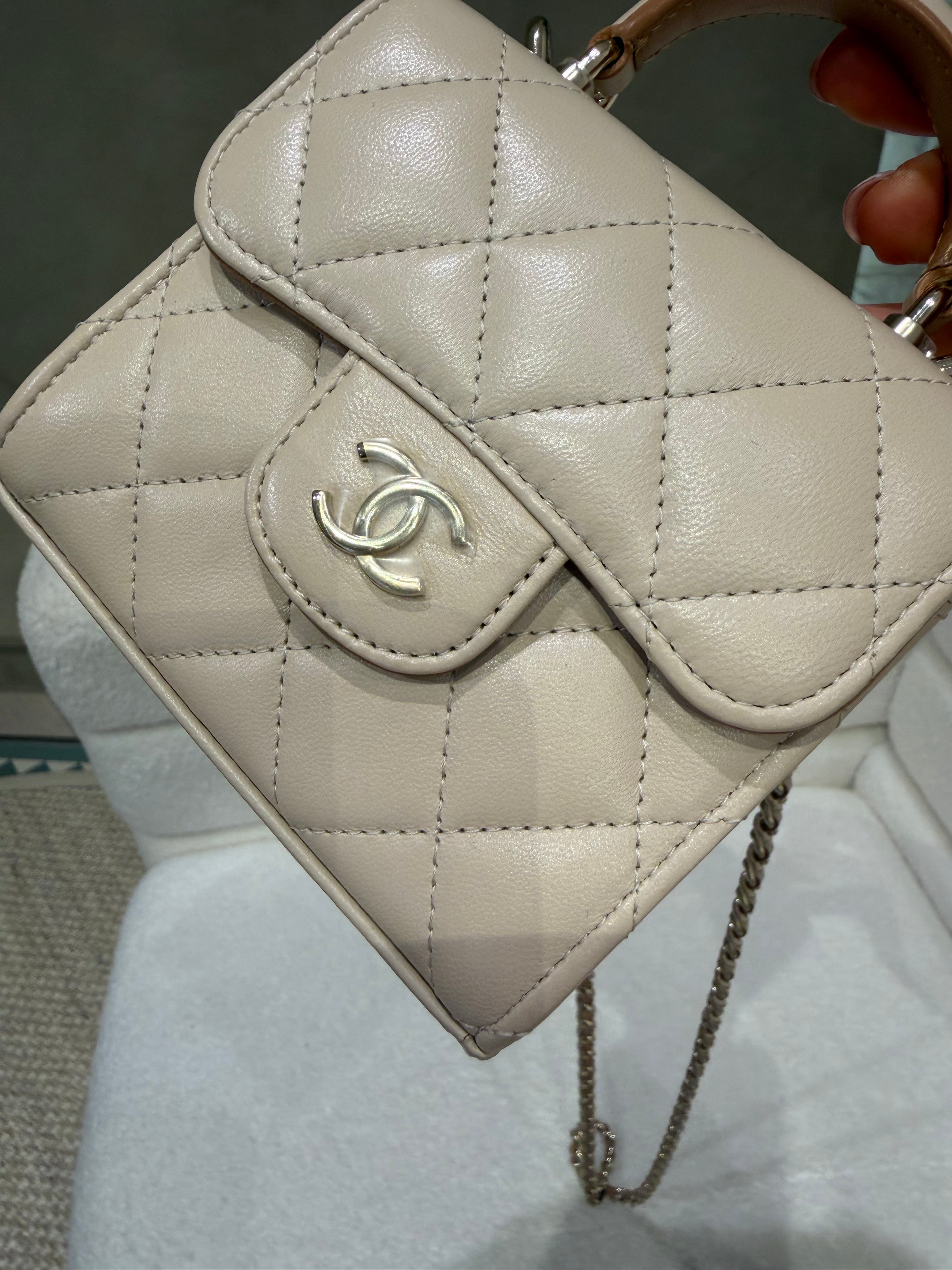 Chanel Top Handle Crossbody | Micro Mini | Lambskin Leather | Gold Hardware
