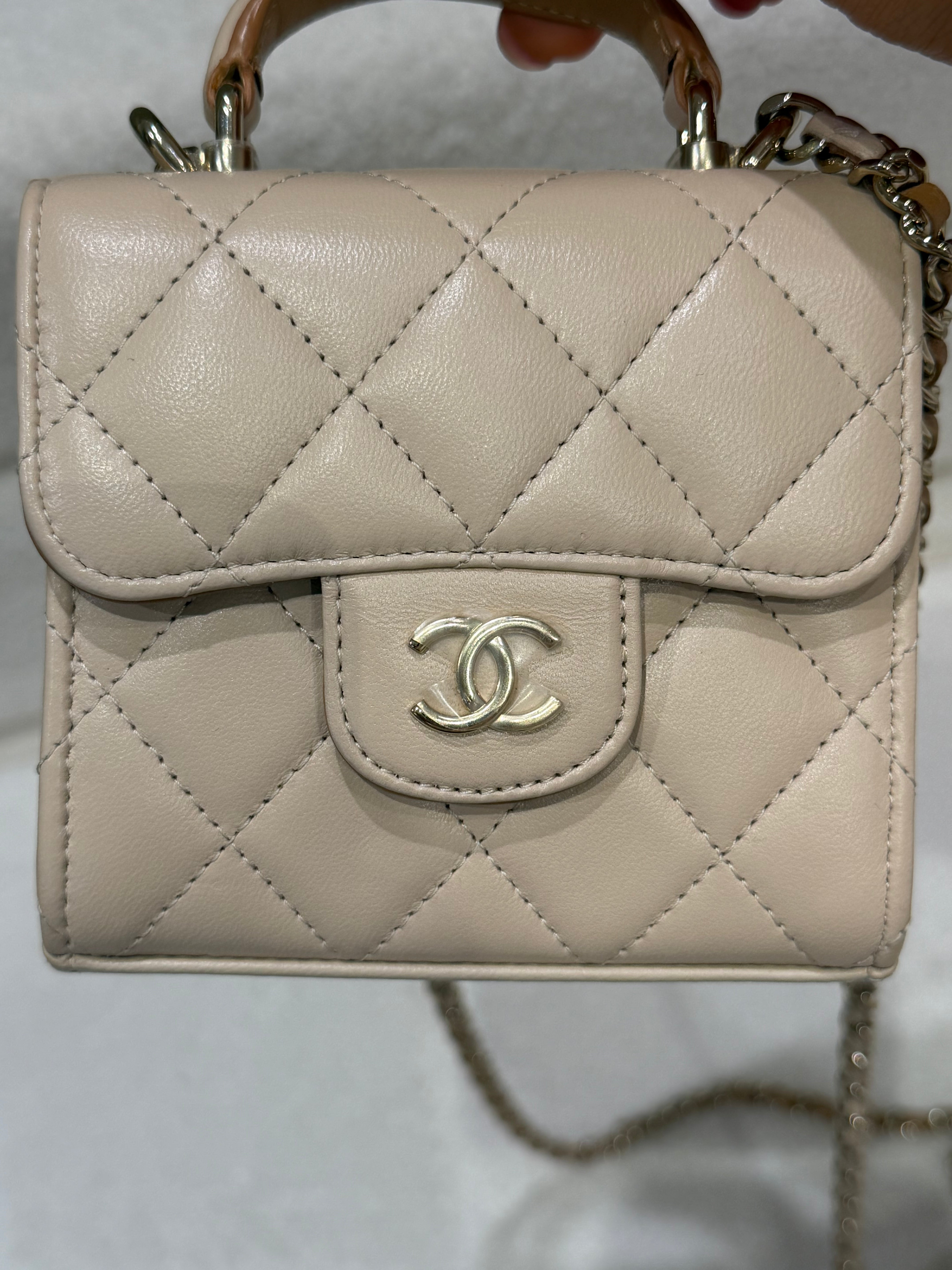 Chanel Top Handle Crossbody | Micro Mini | Lambskin Leather | Gold Hardware