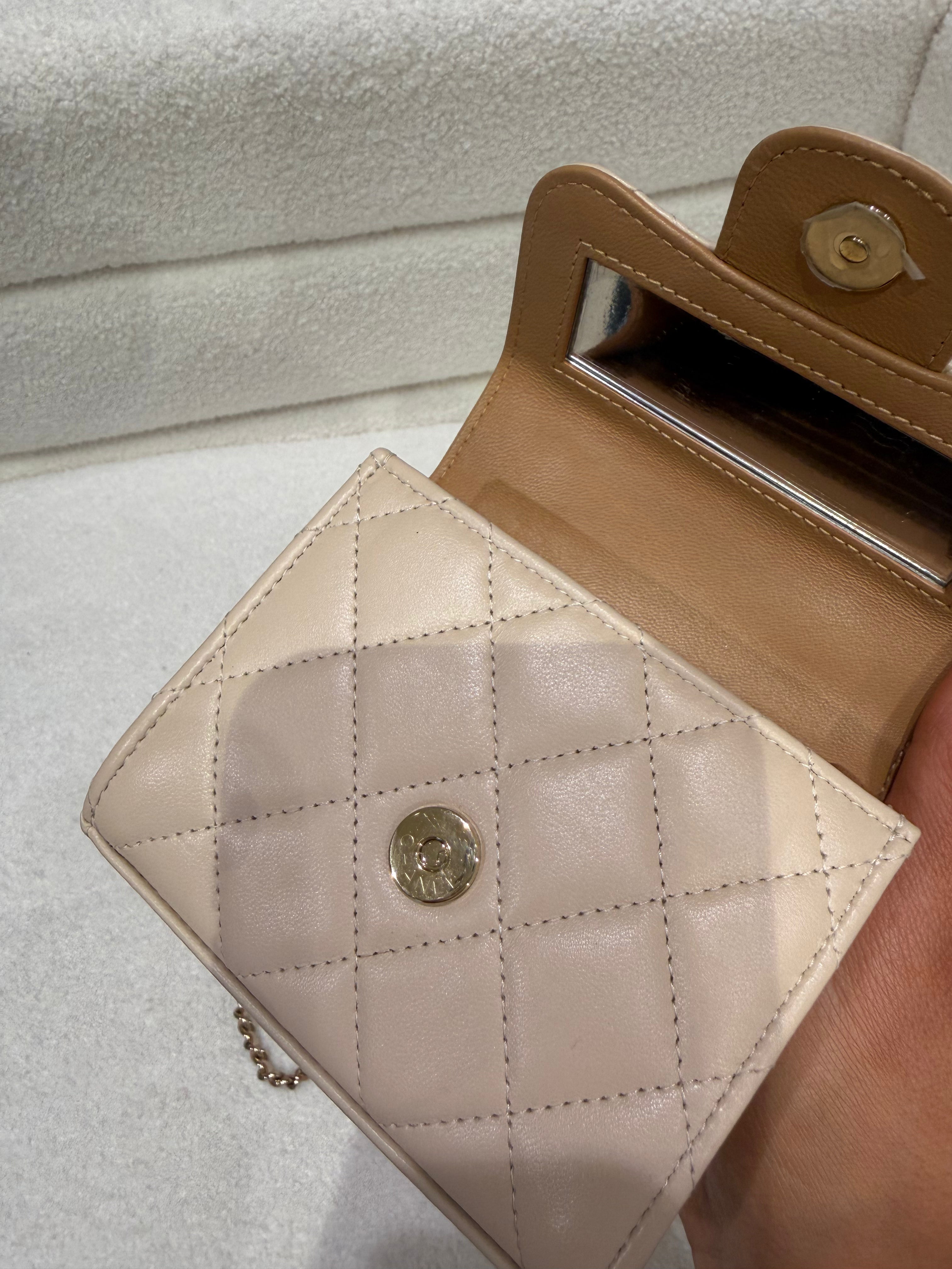 Chanel Top Handle Crossbody | Micro Mini | Lambskin Leather | Gold Hardware
