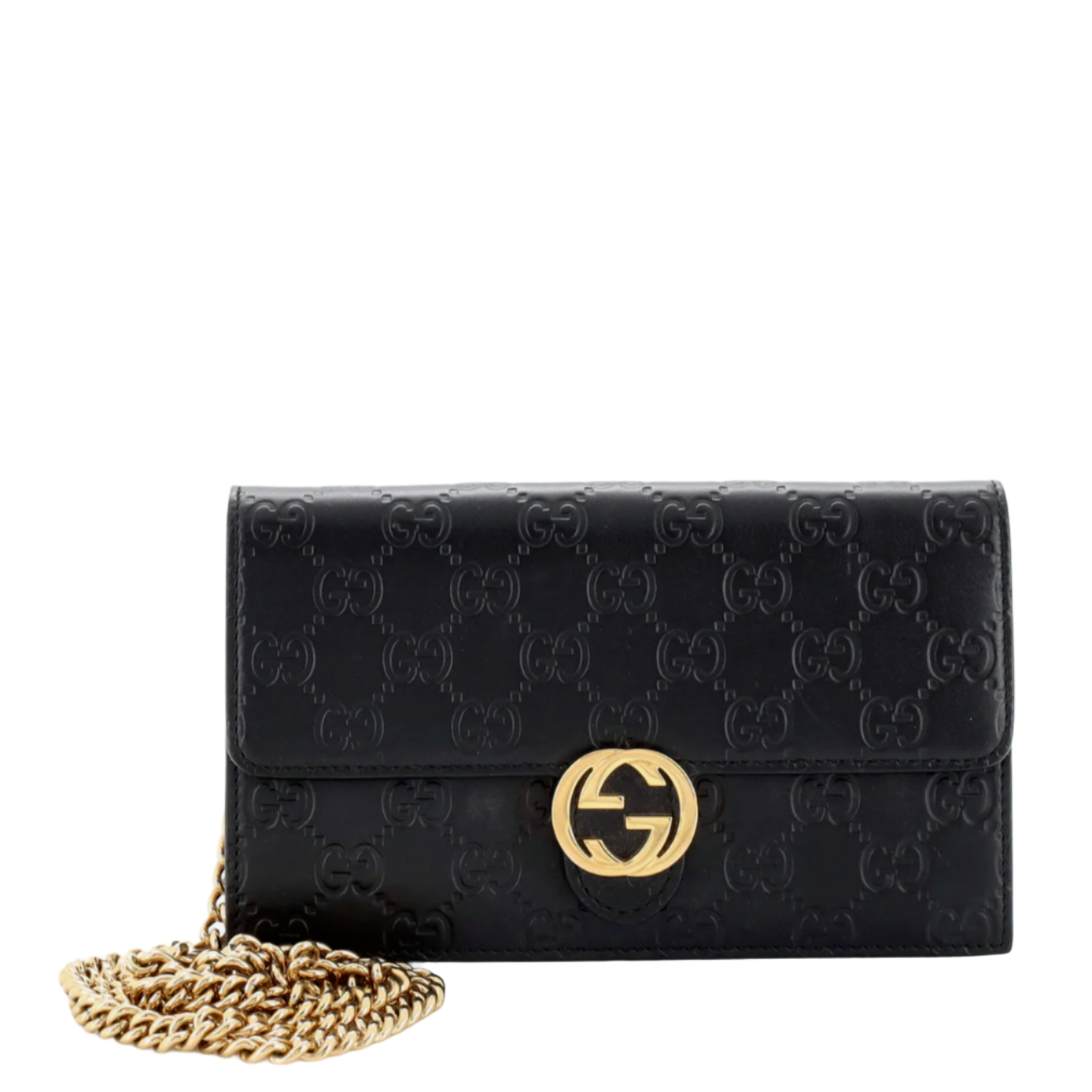 Gucci Icon Black Guccissima Icon Chain Wallet