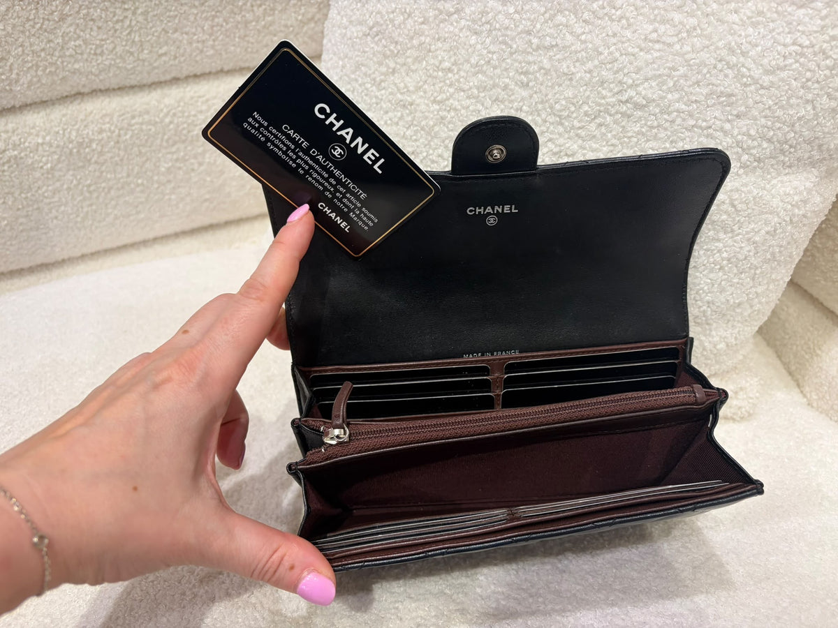 Chanel Classic Quilted Long Flap Wallet – Black Caviar Leather | Gold Hardware | Series 24