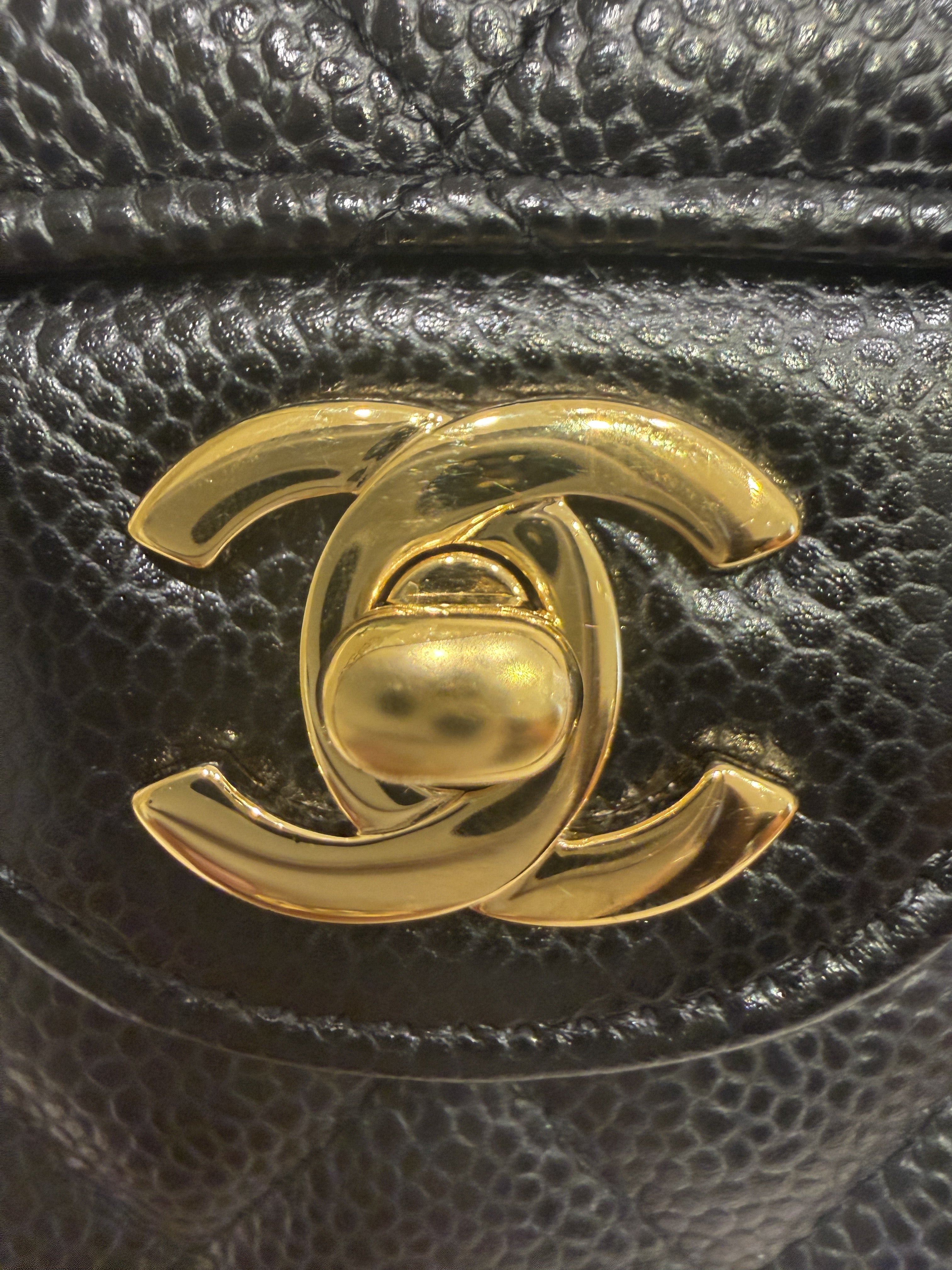 Chanel Medium Classic Flap Caviar Leather Full Set