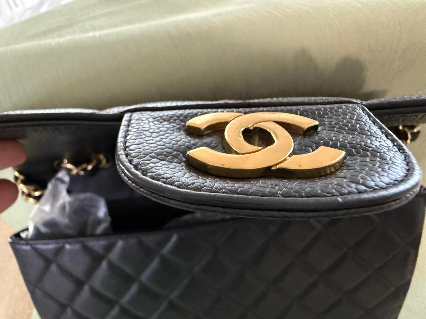 Chanel Classic Single Flap Black Caviar Leather Jumbo