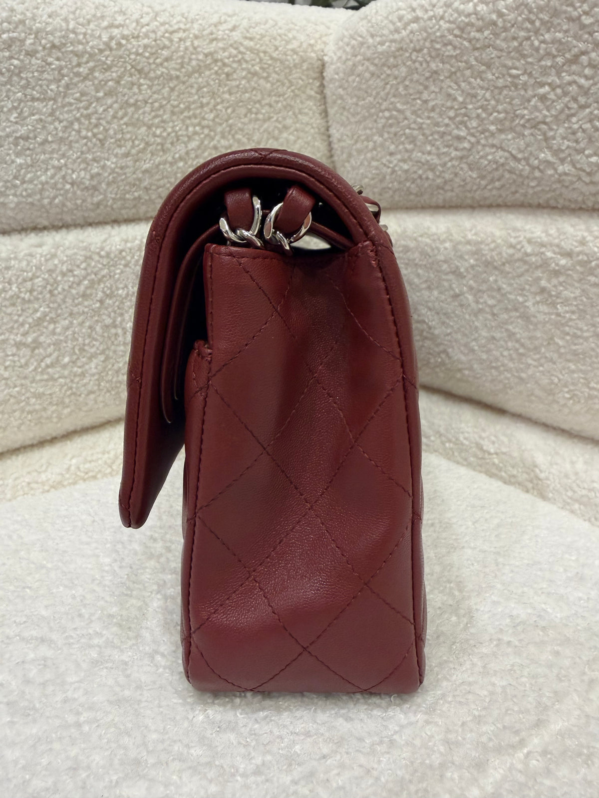 Chanel Classic Flap | Medium | Burgundy Lambskin | Silver Hardware | Excellent