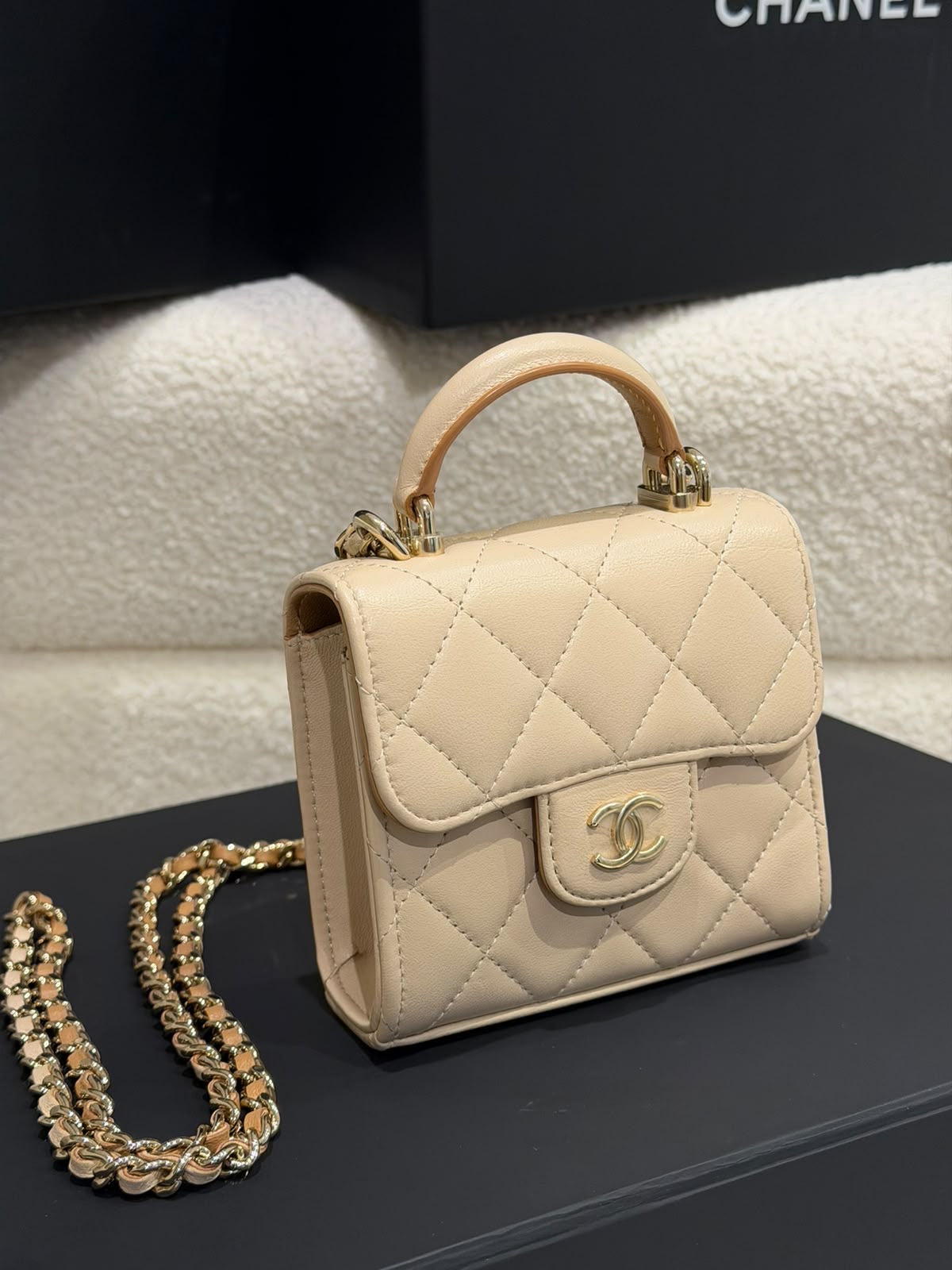 Chanel Top Handle Crossbody | Micro Mini | Lambskin Leather | Gold Hardware