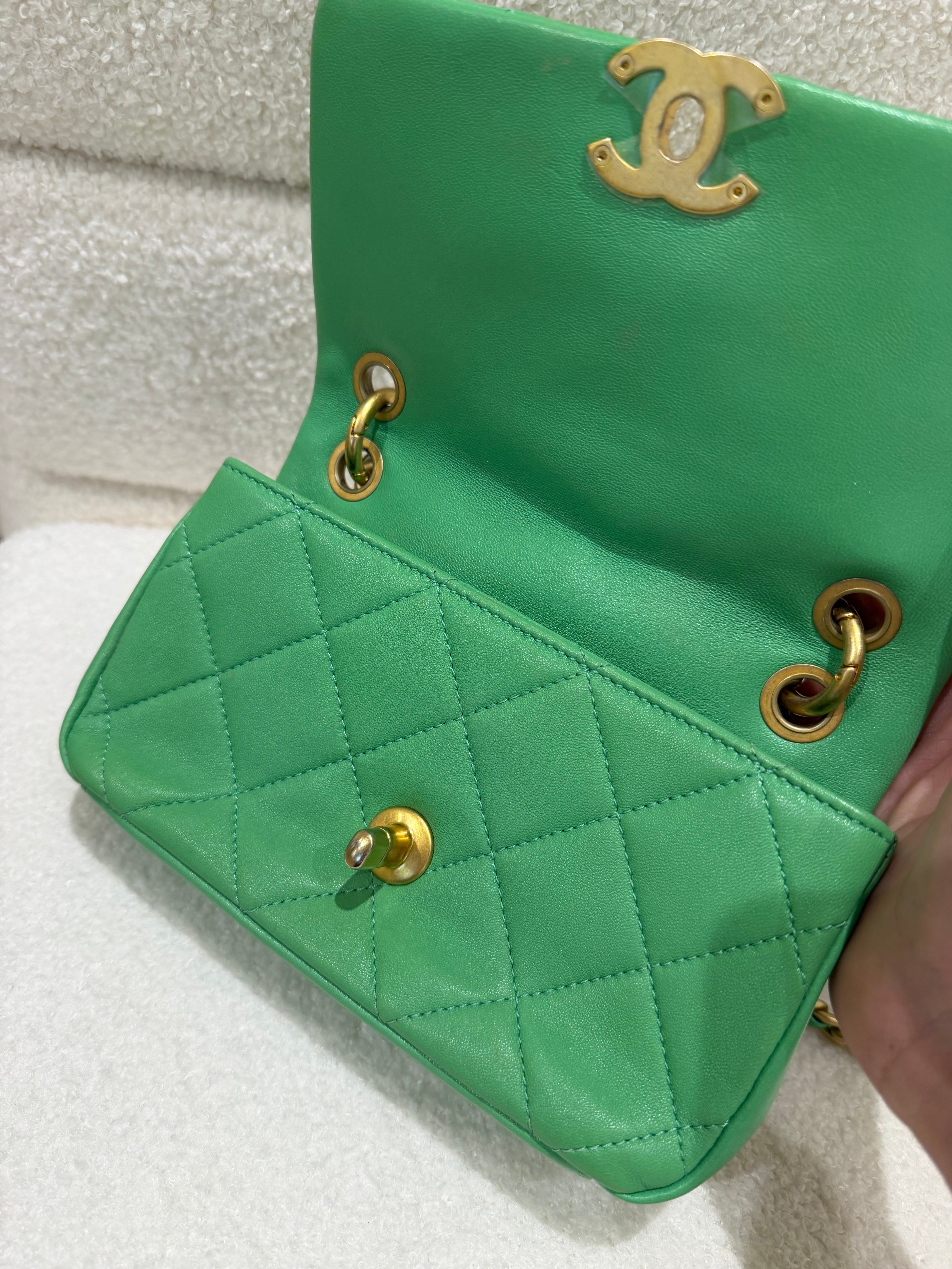 Chanel Small 'Chain Is More' Flap Bag | Green | Antique Gold Hardware