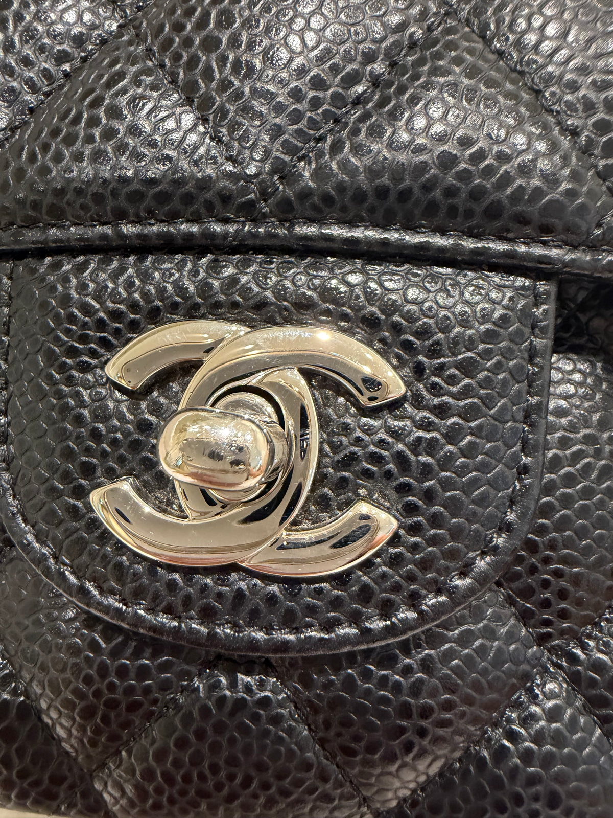 Chanel Medium Classic Flap Black Caviar Silver Hardware | Series 28