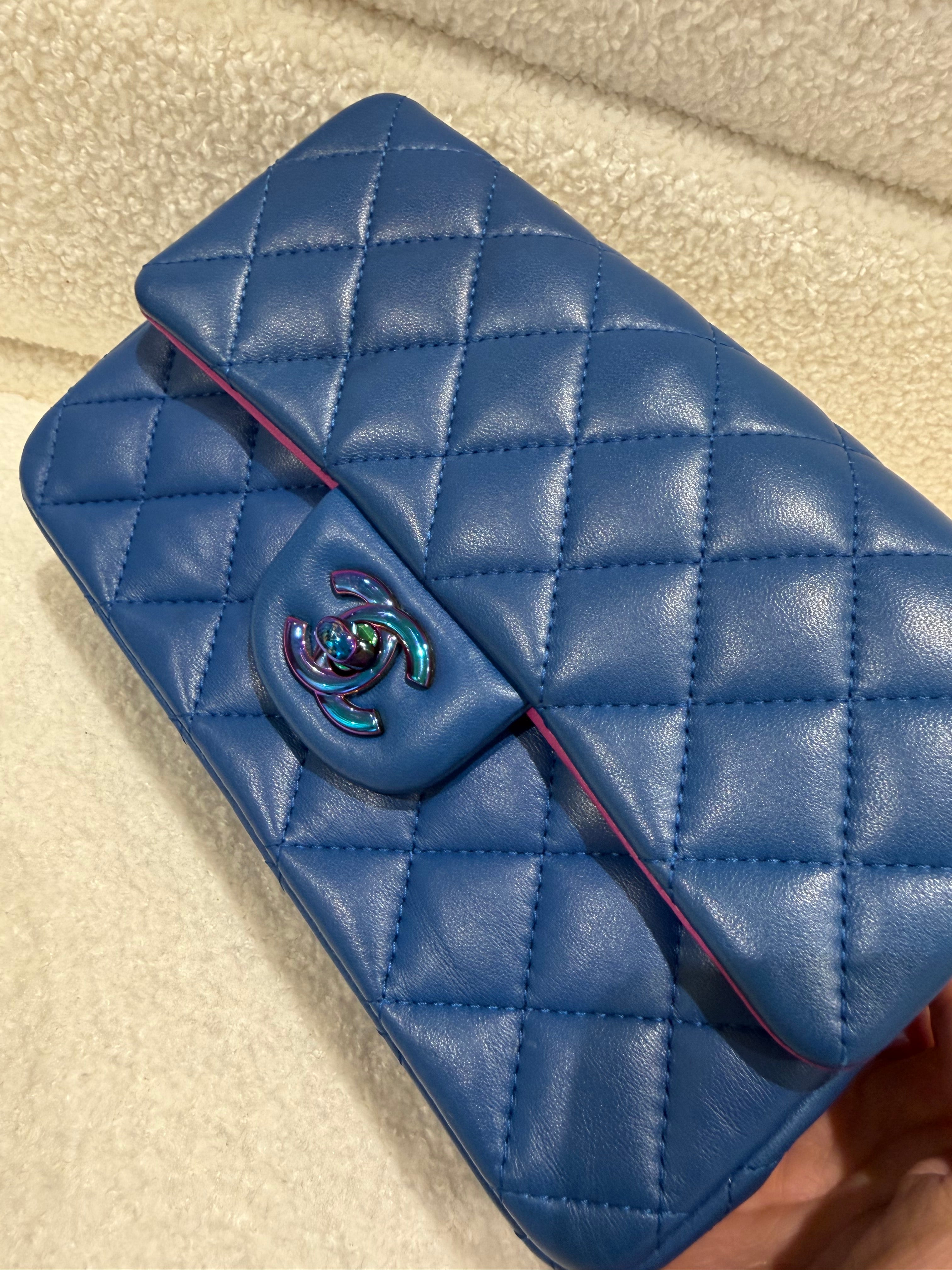 Chanel Mini Rectangle | Blue | Rainbow Hardware | Excellent condition
