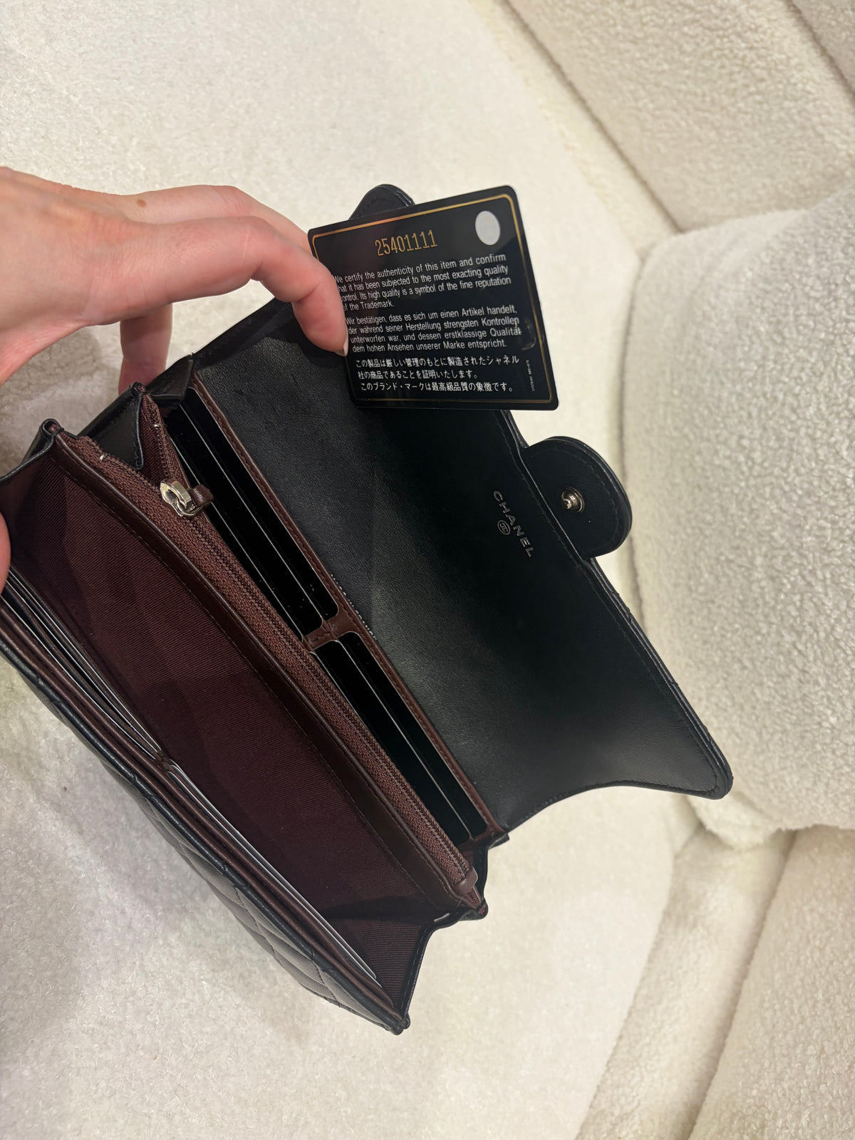 Chanel Long Wallet | Black Lambskin | Silver Hardware | Very Good