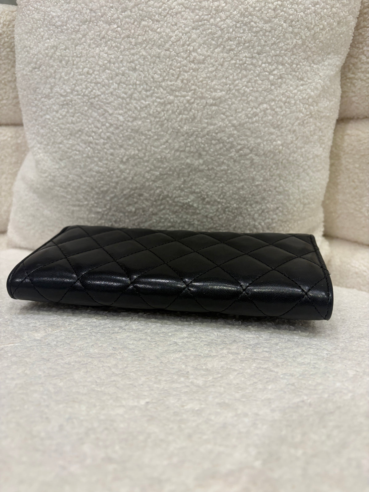Chanel Long Wallet | Black Lambskin | Silver Hardware | Very Good