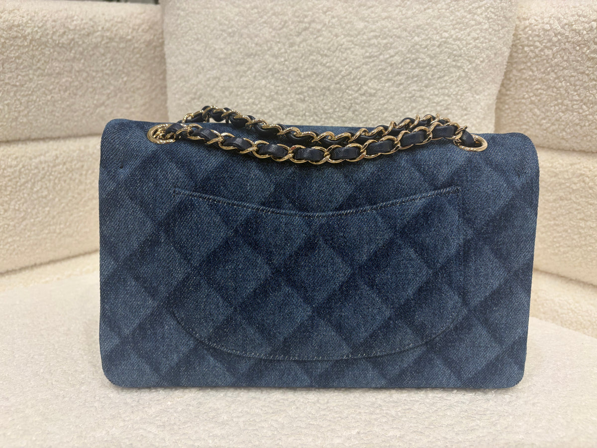 Chanel Classic Double Flap | Medium | Bleu Tromp L'oeil Denim | Champagne Gold-Tone Hardware | Unused