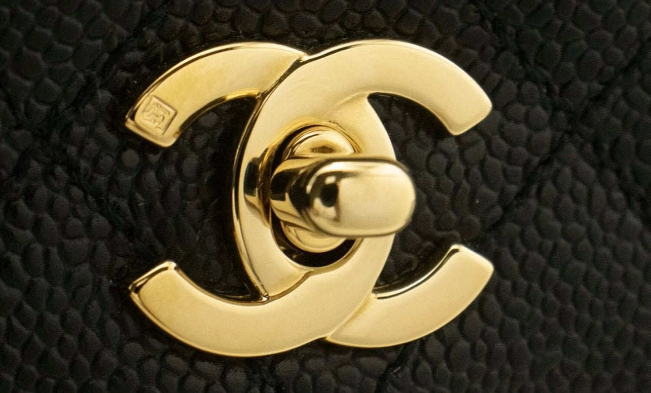 Chanel Vintage Kelly Caviar Leather Top Handle Bag